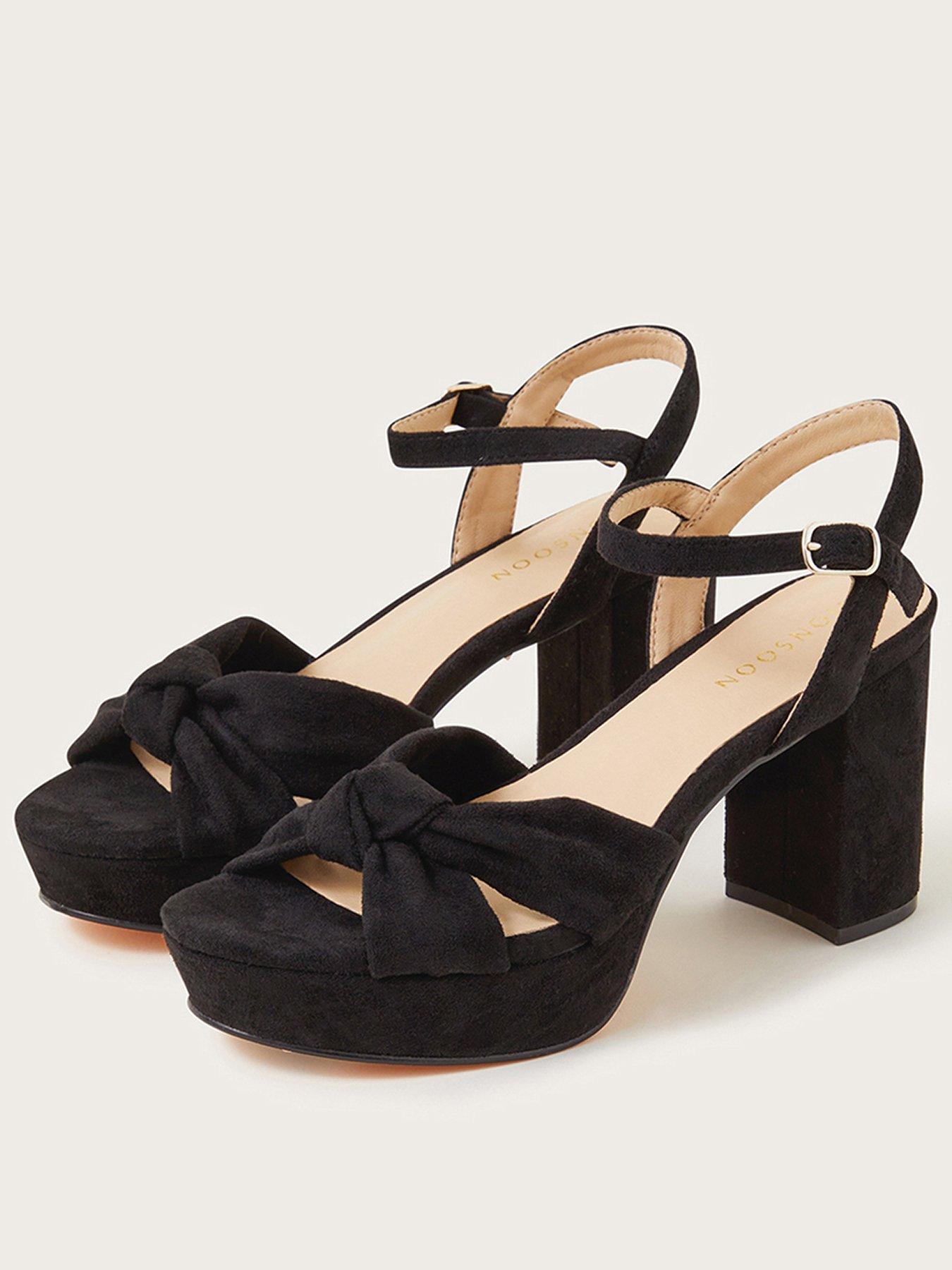 Image 1 of 3 of Monsoon Black Twist Knot Suede Platform Sandal