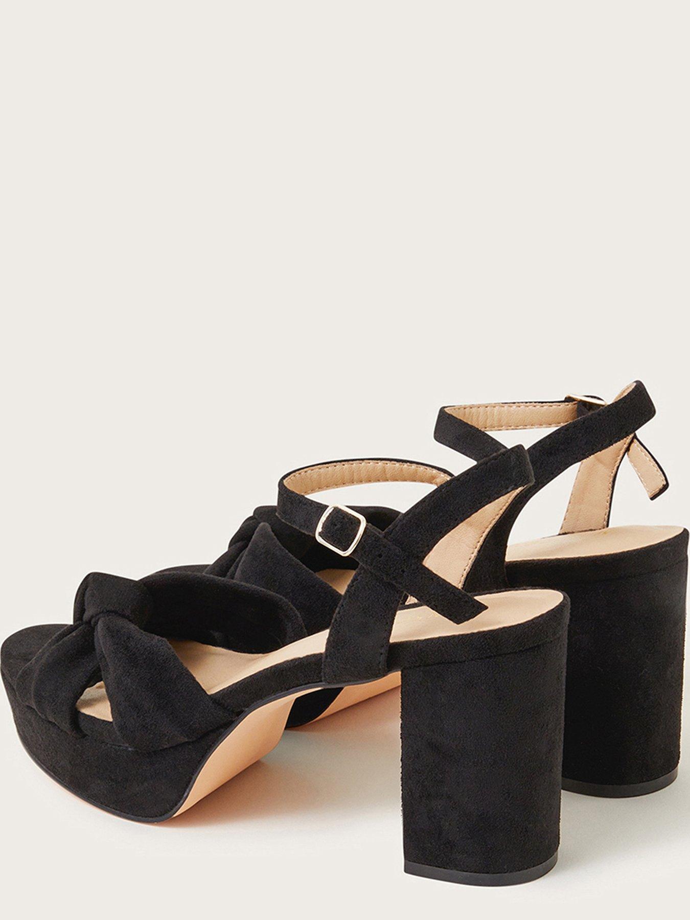 Image 2 of 3 of Monsoon Black Twist Knot Suede Platform Sandal