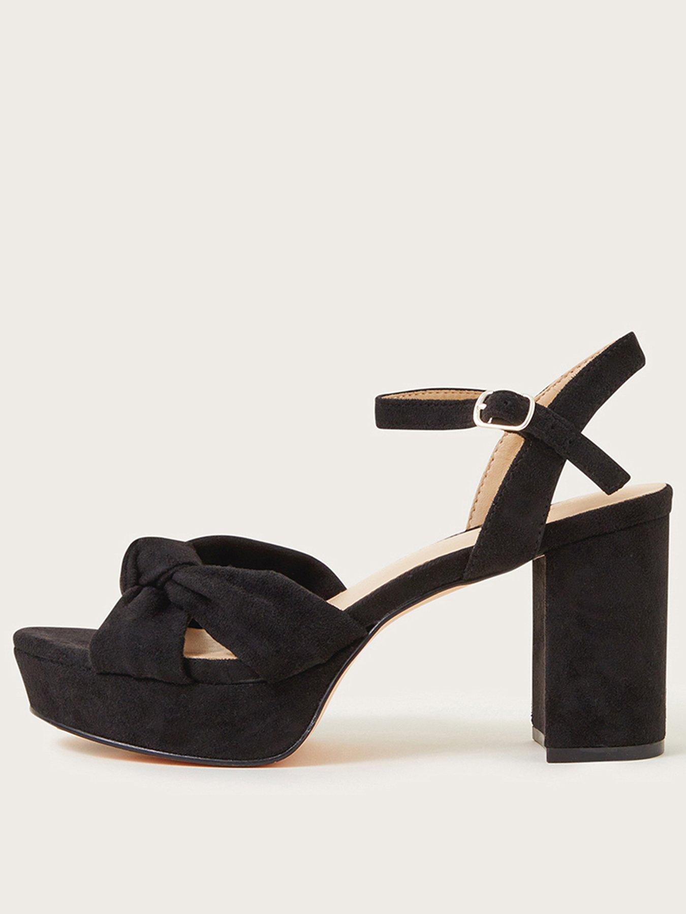 Image 3 of 3 of Monsoon Black Twist Knot Suede Platform Sandal