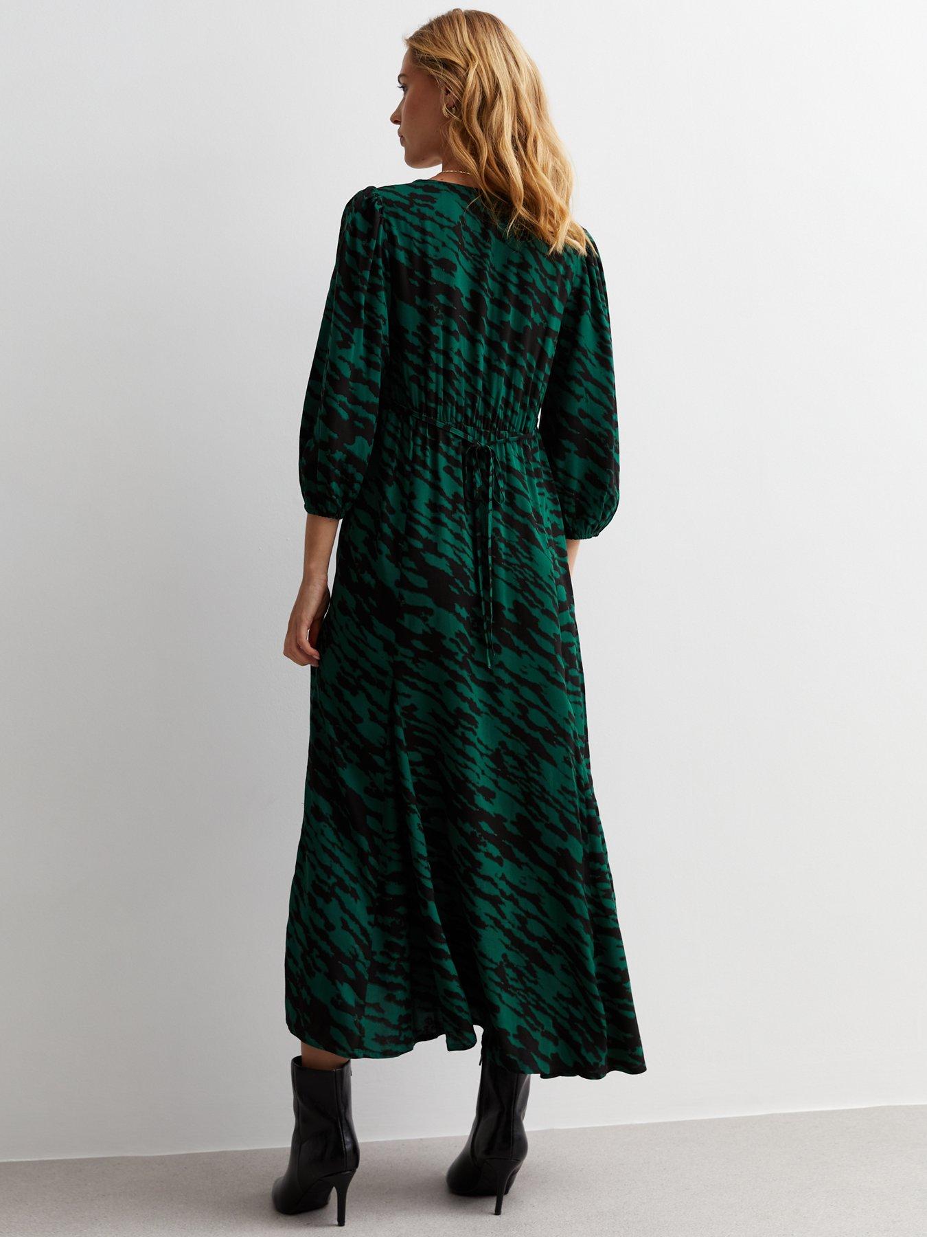 new-look-green-abstract-print-v-neck-midaxi-tea-dressstillFront