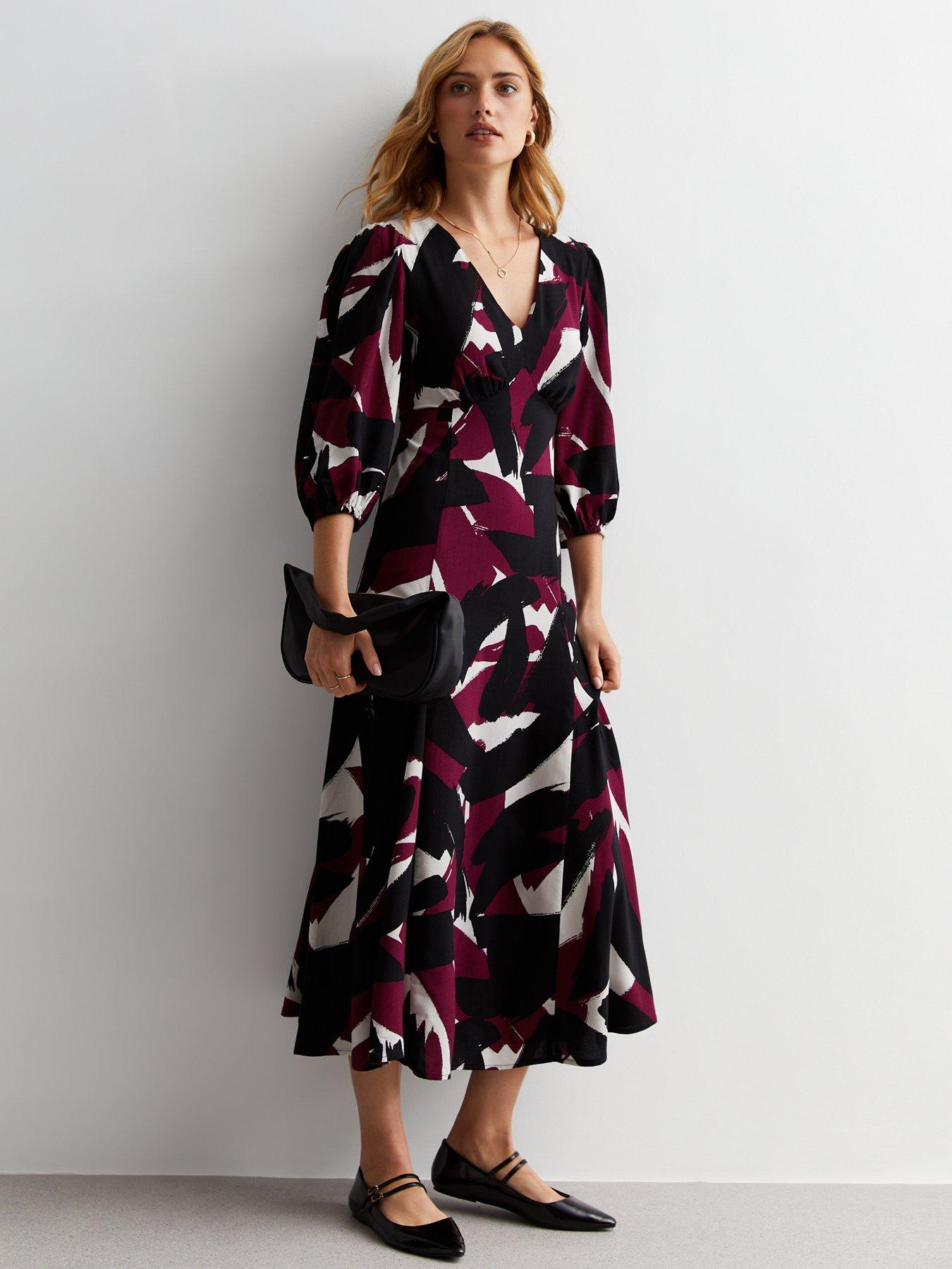 new-look-black-abstract-print-v-neck-midaxi-dressback