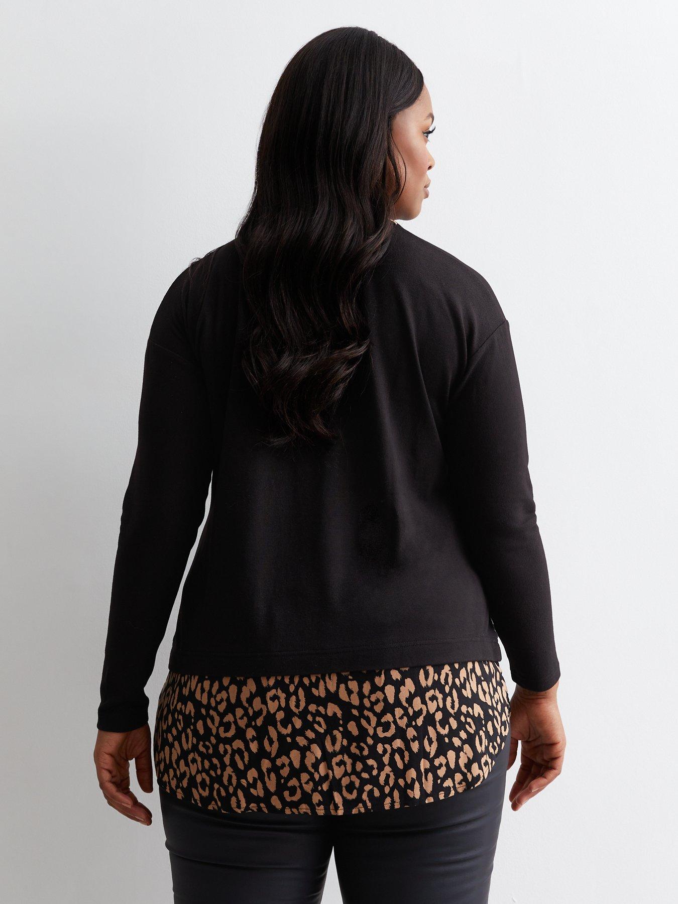 New Look Curves Black Animal Print 2 In 1 Shirt Jumper Very Ireland