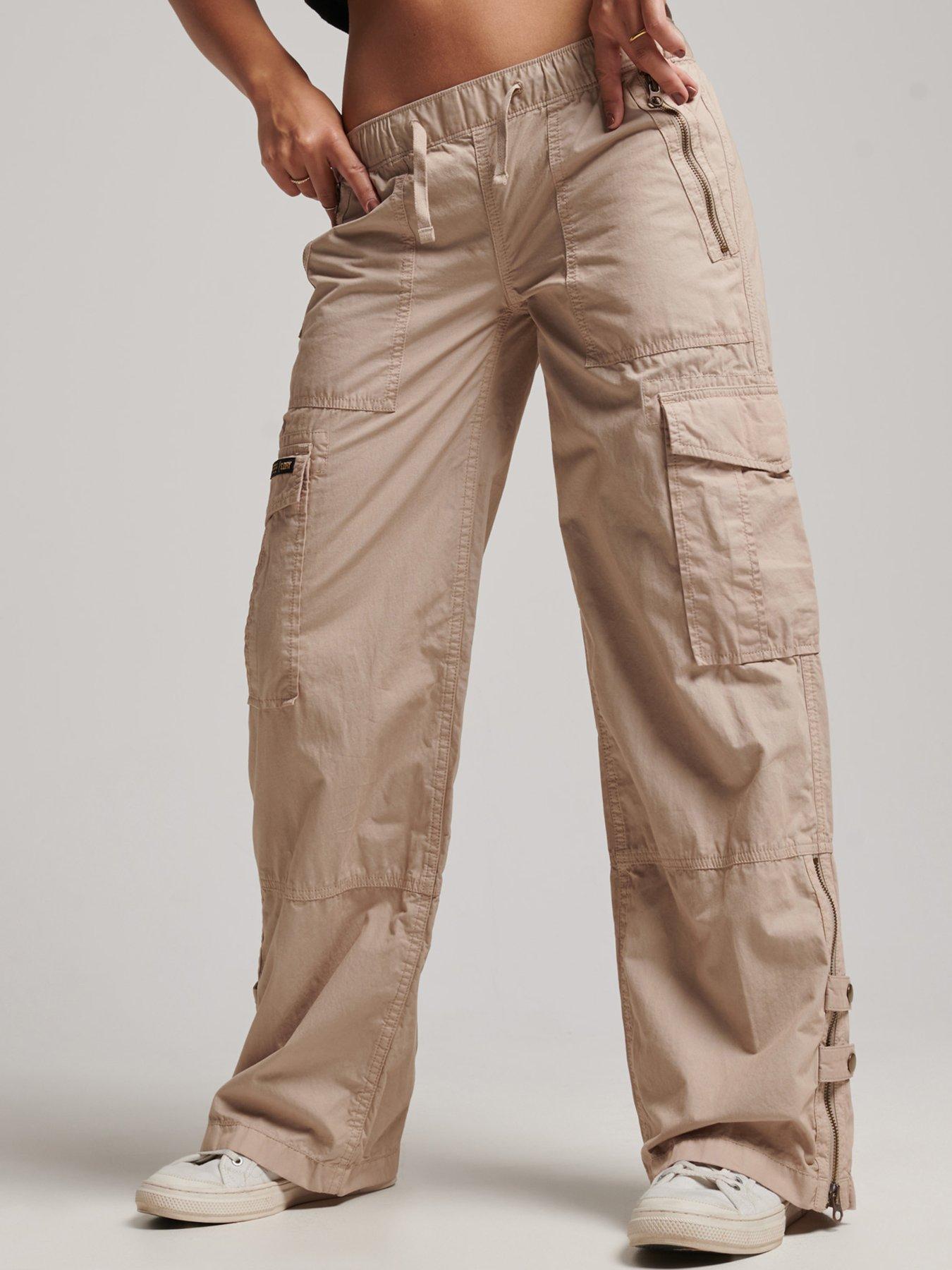 Womens Elastic Waist Combat Cargo Pants Trousers Casual Bottoms Plus Size  6-18