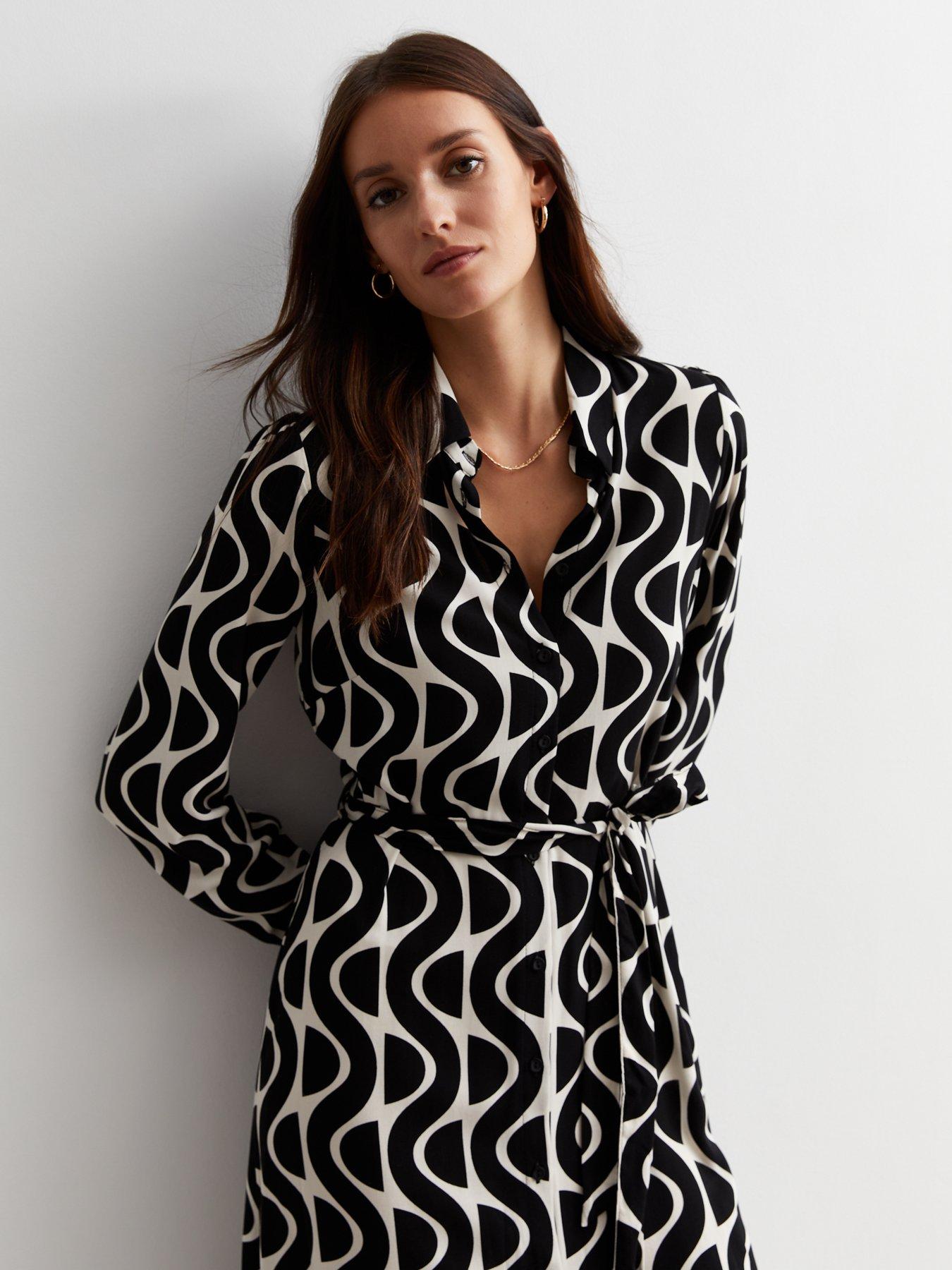 new-look-black-geometric-print-belted-midaxi-shirt-dressoutfit