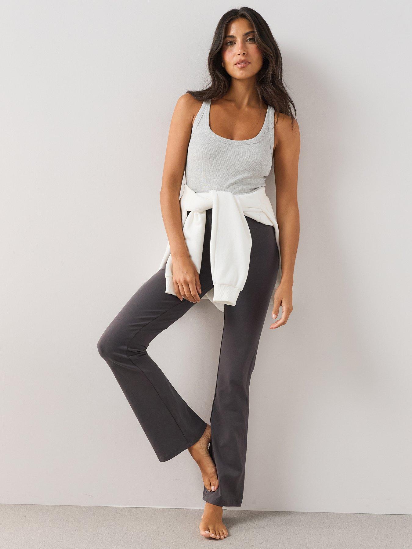 The Very Collection High Waist Flare Yoga Trousers - Charcoal