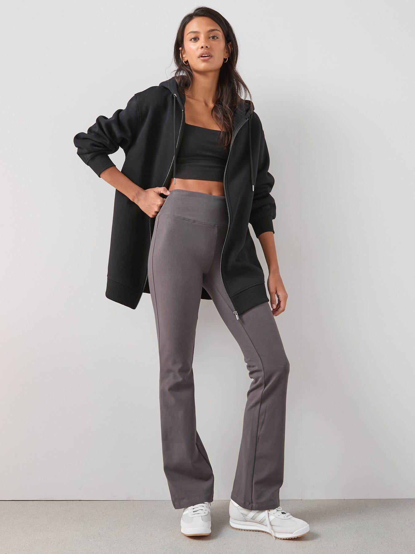 Image 1 of 6 of The Very Collection High Waist Flare Yoga Trousers - Charcoal