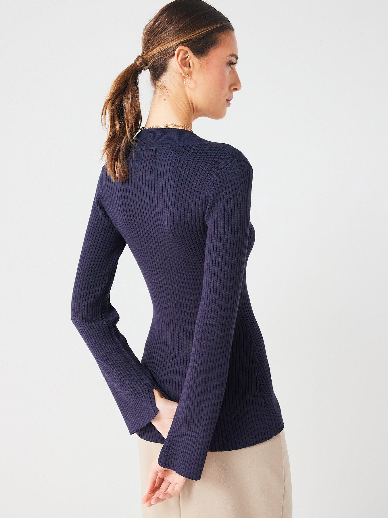 fig-basil-v-neck-split-hem-knitted-long-sleeve-top-navystillFront