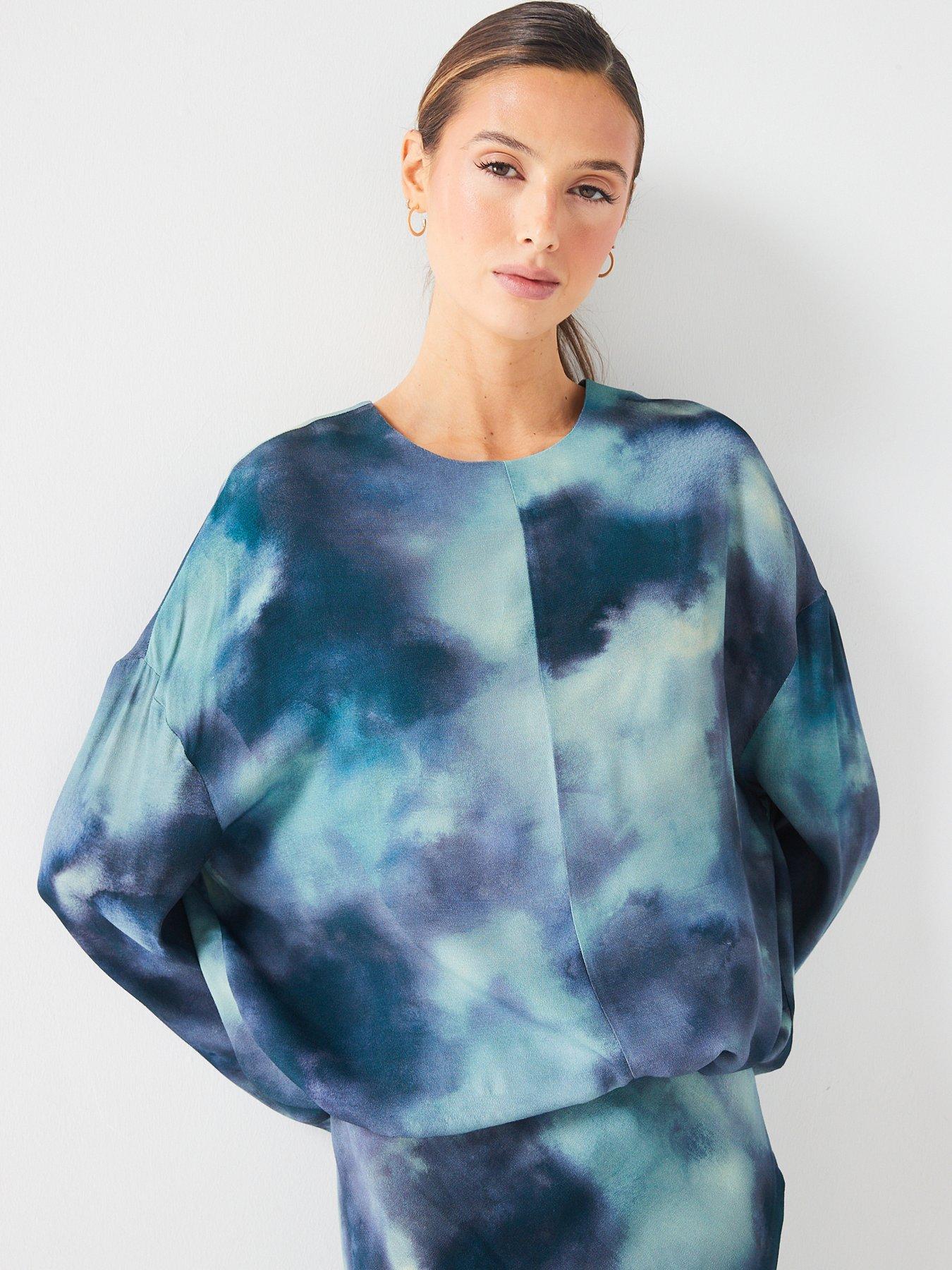 fig-basil-tie-dye-blouse-co-ord-navy