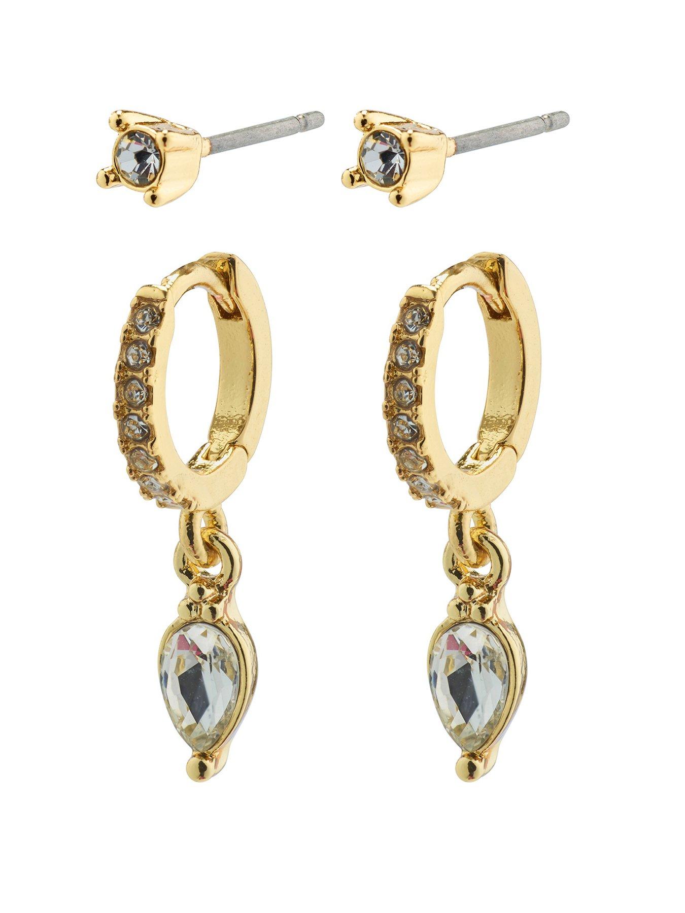 Pilgrim Pilgrim ELZA   crystal earrings 2-in-1 set gold-plated