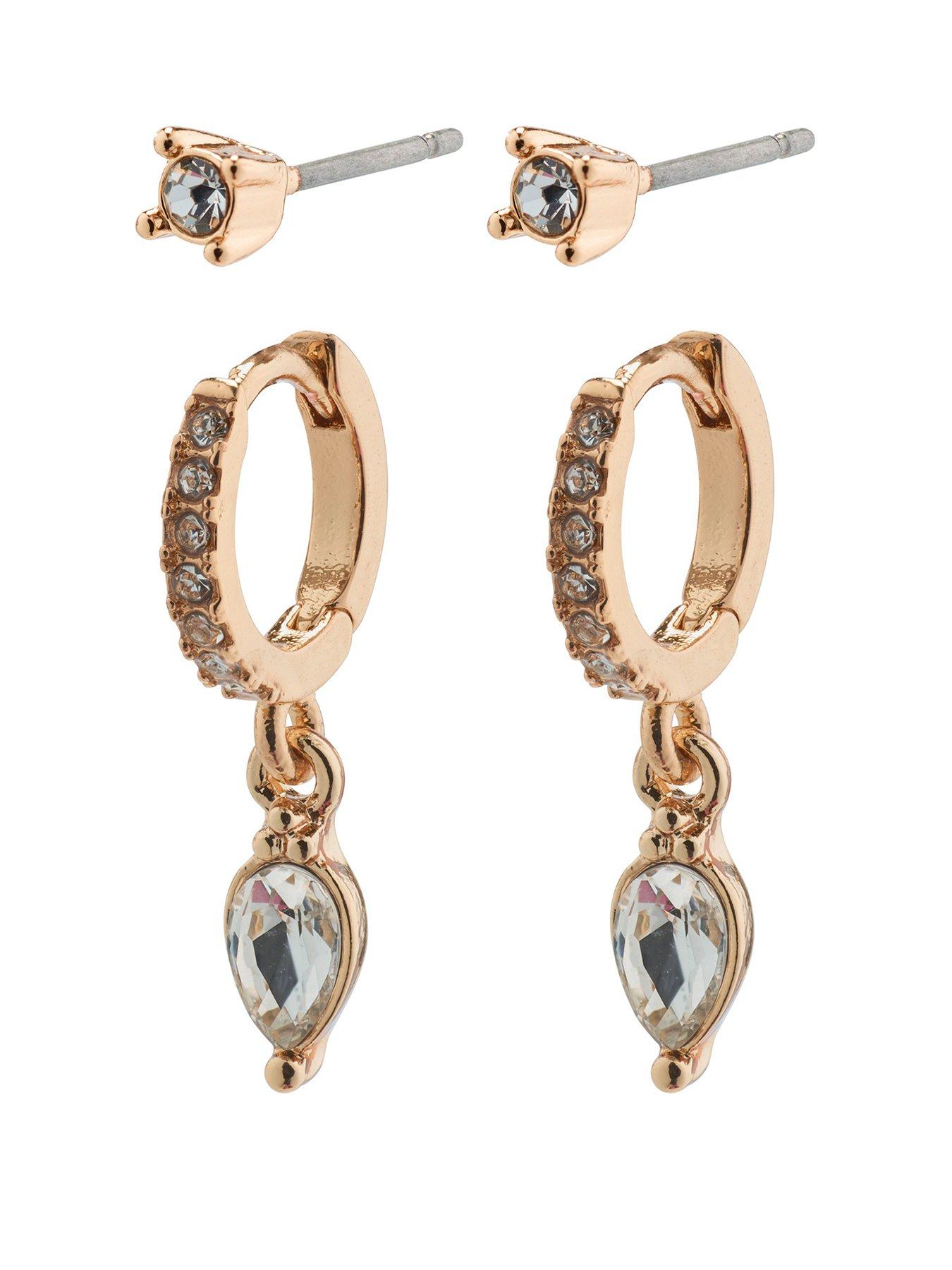 pilgrim-pilgrim-elza-crystal-earrings-2-in-1-set-rosegold-plated