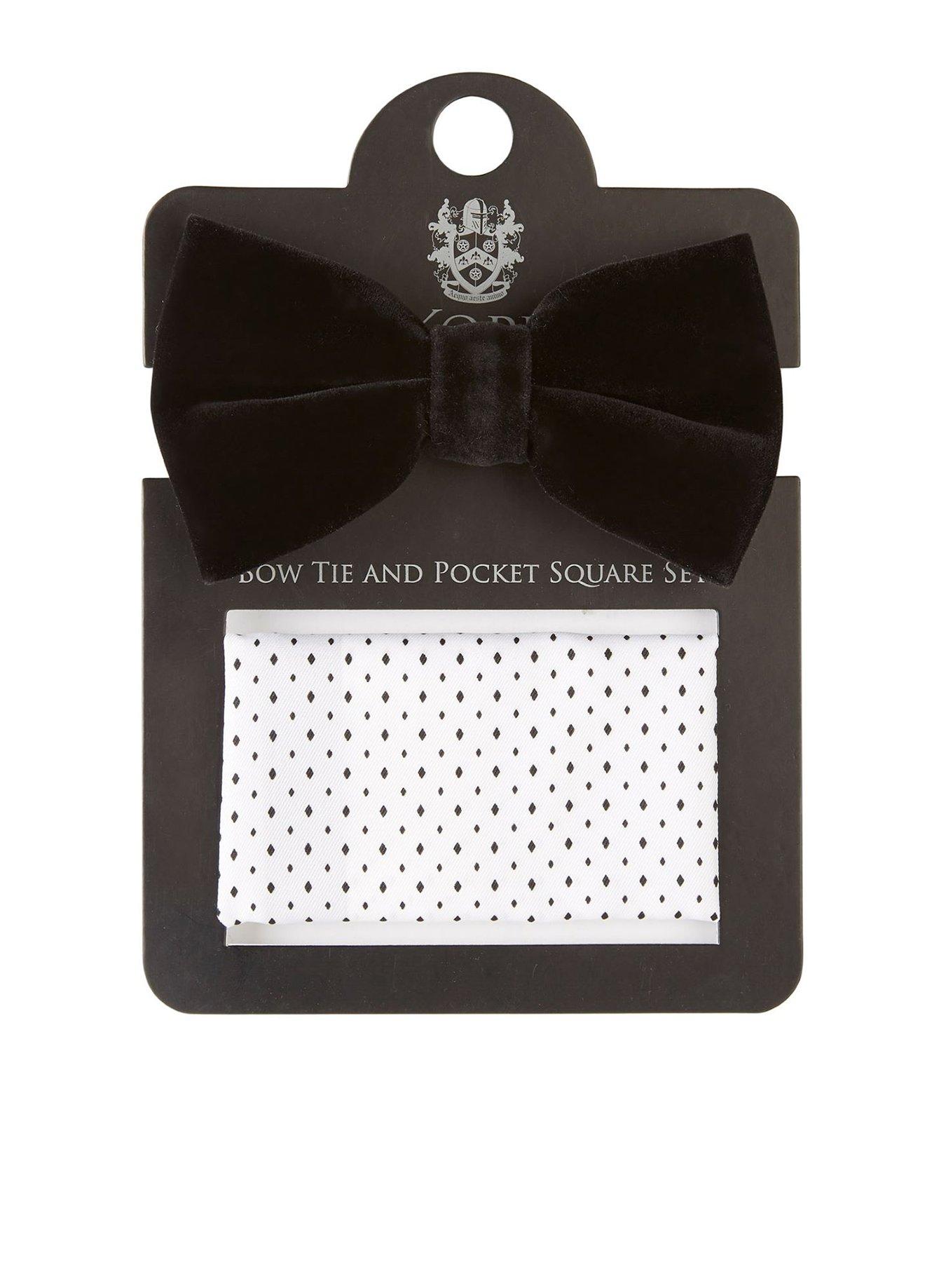 Image of Skopes Velvet Bow Tie and Pocket Square Set - Black