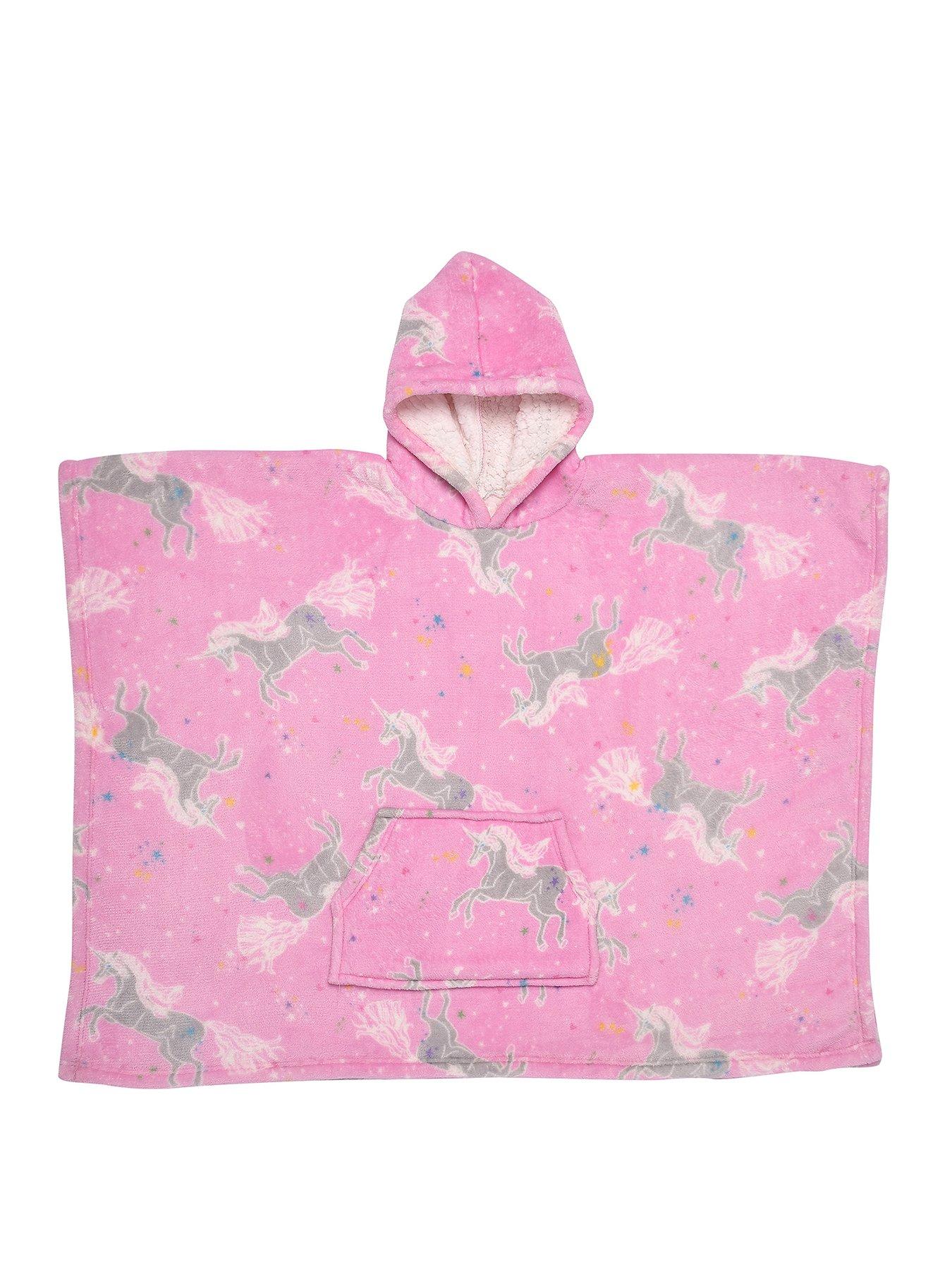 bedlam-unicorn-pink-fleece-ponchostillFront