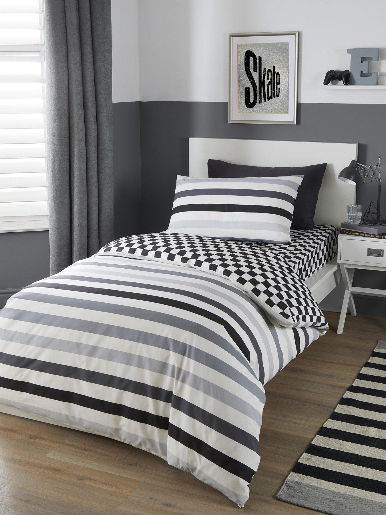 Image 1 of 3 of Bedlam Beckette Stripe Monochrome Duvet Cover Set