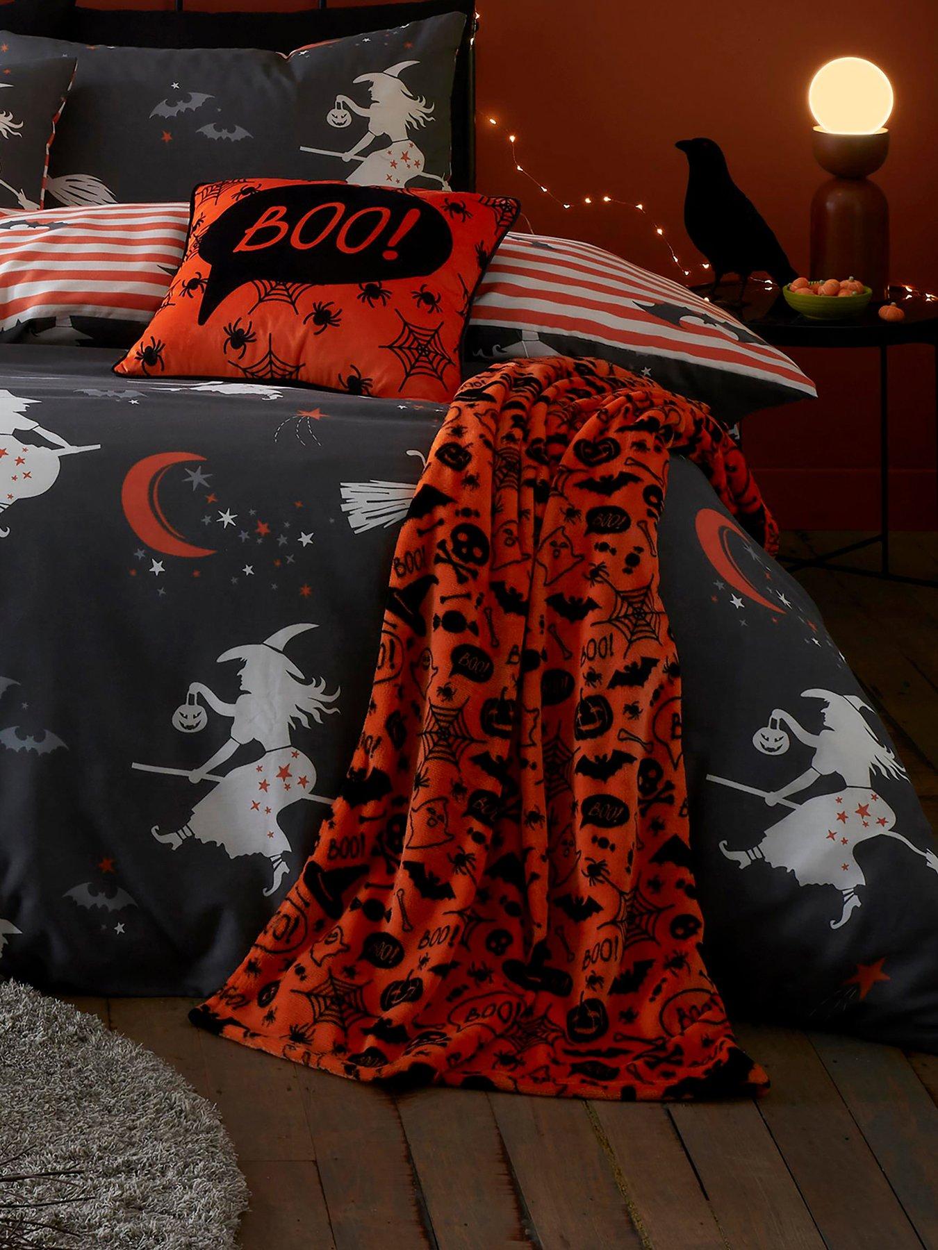 bedlam-boo-halloween-plush-fleece-throw-orange