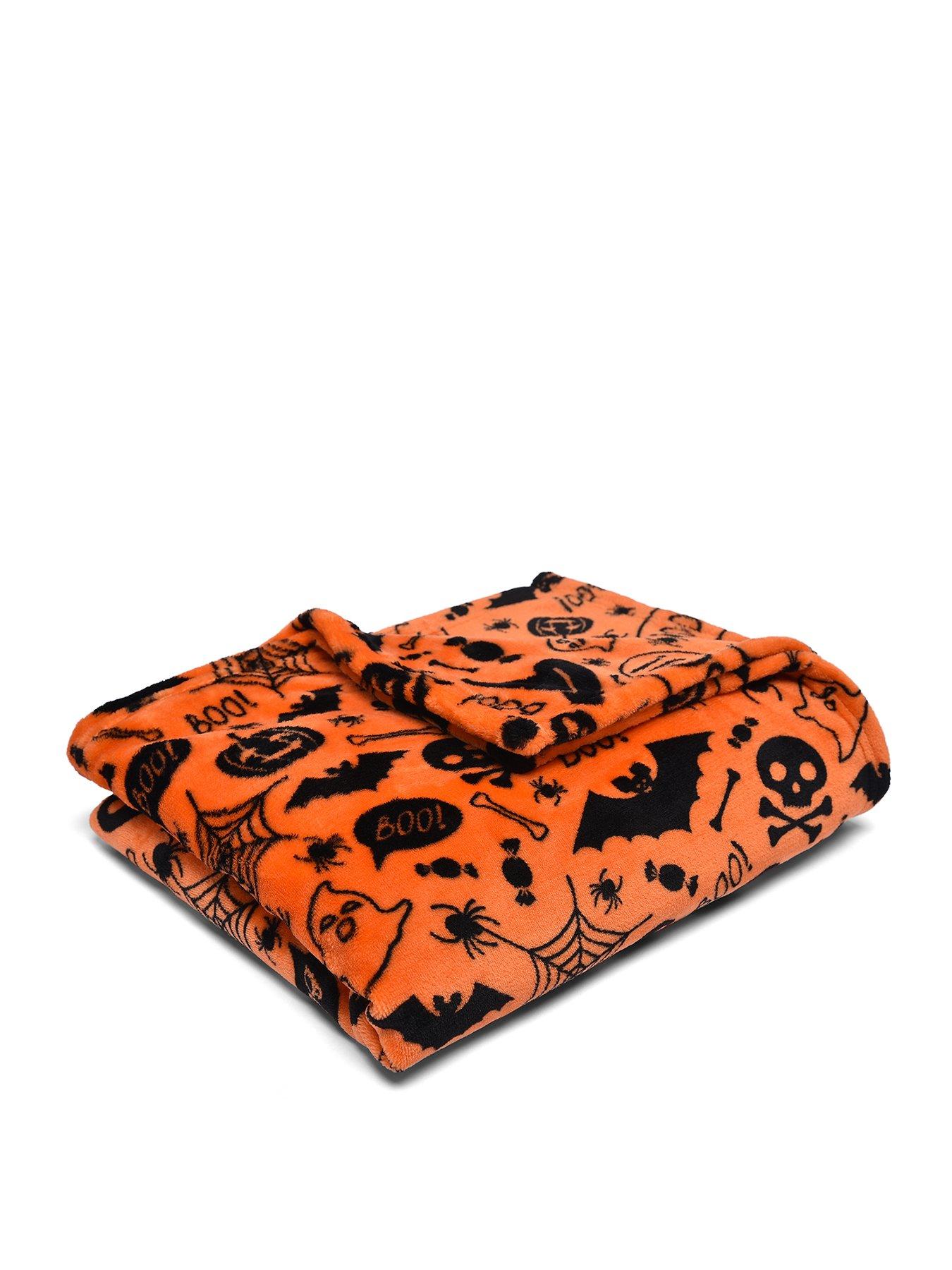 bedlam-boo-halloween-plush-fleece-throw-orangestillFront