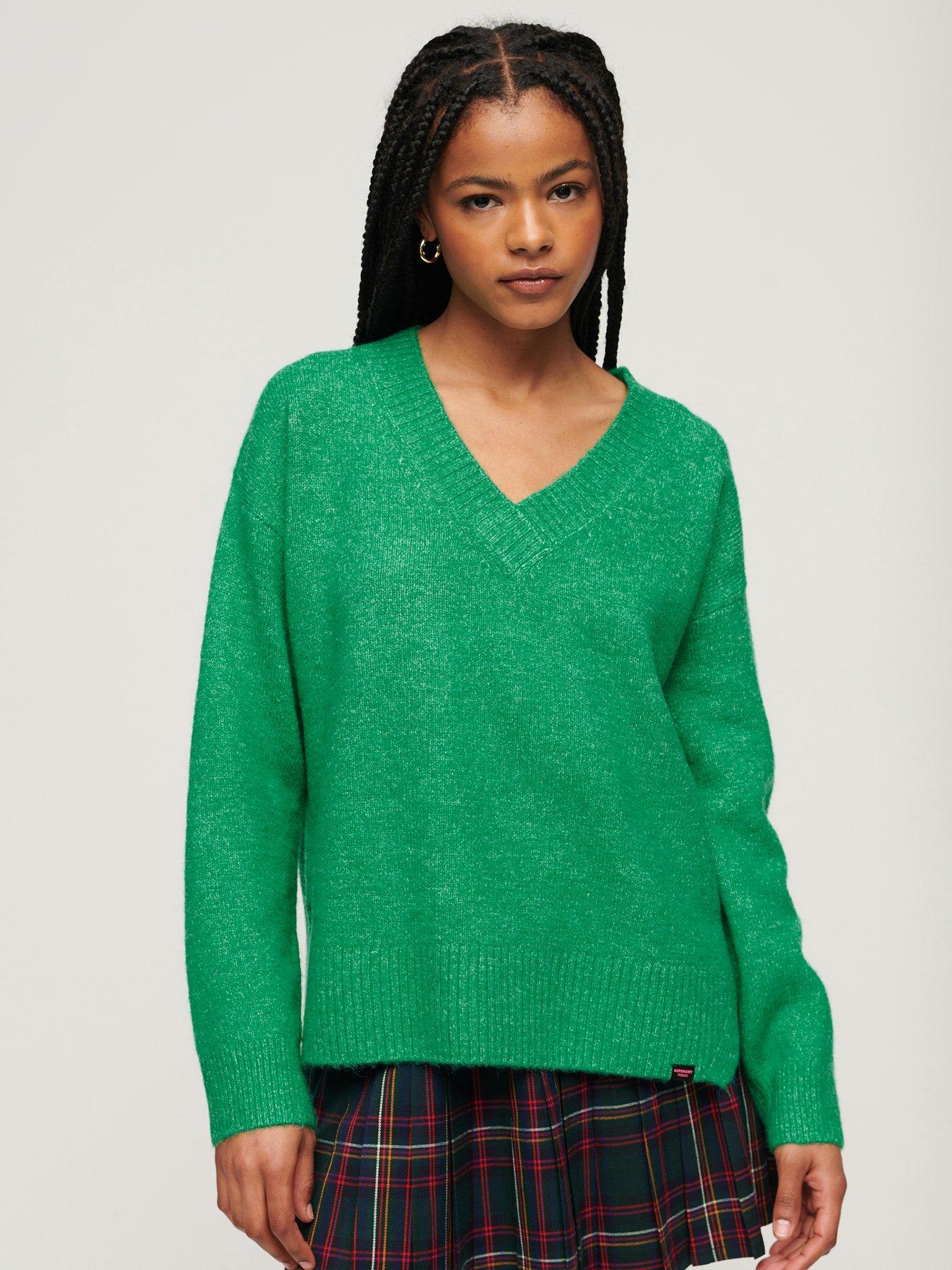 superdry-oversized-v-neck-jumper-green