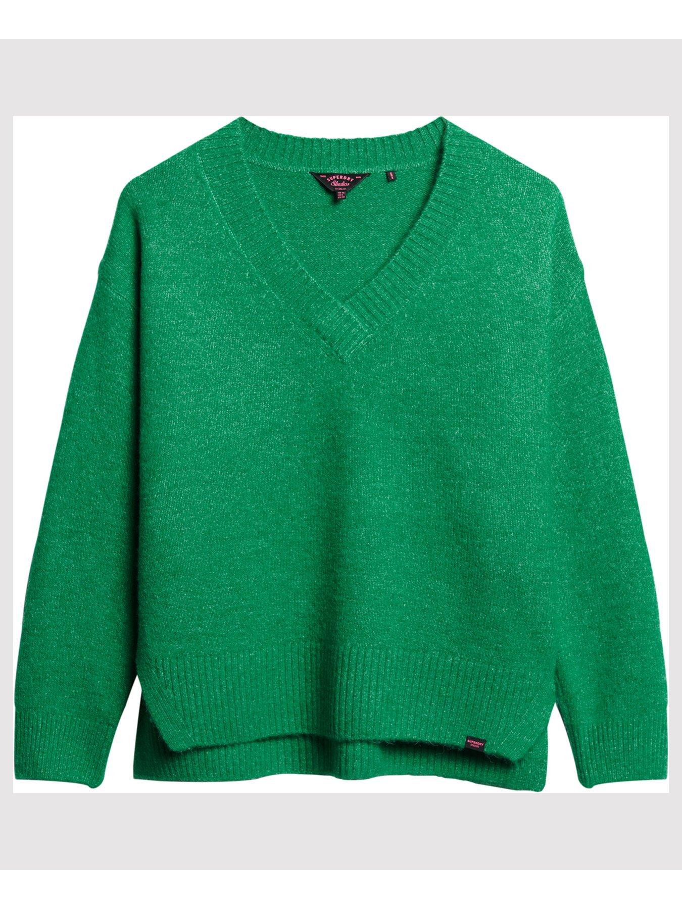 superdry-oversized-v-neck-jumper-greenoutfit