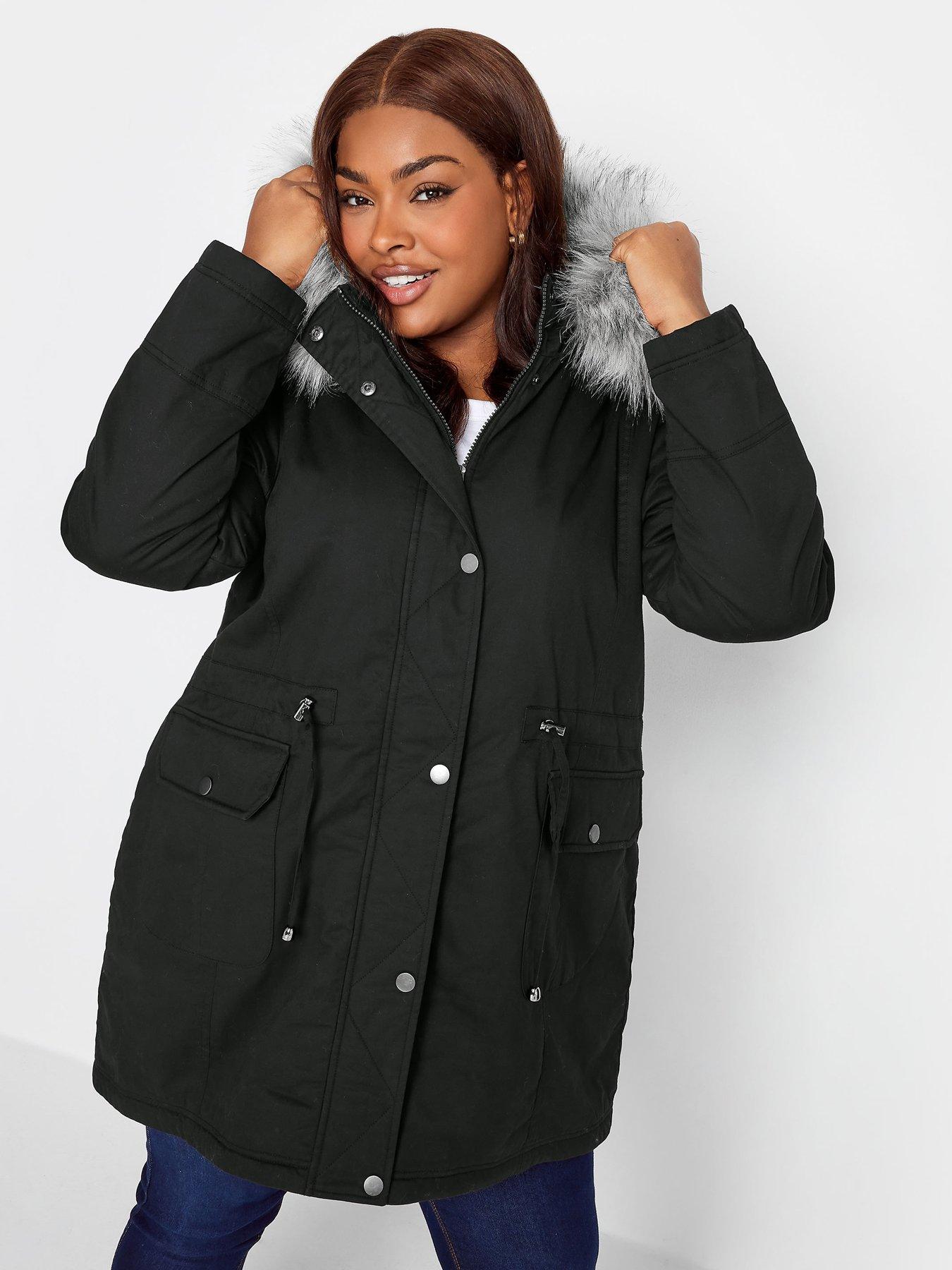 Khaki Faux Fur Lined Hooded Parka Jacket