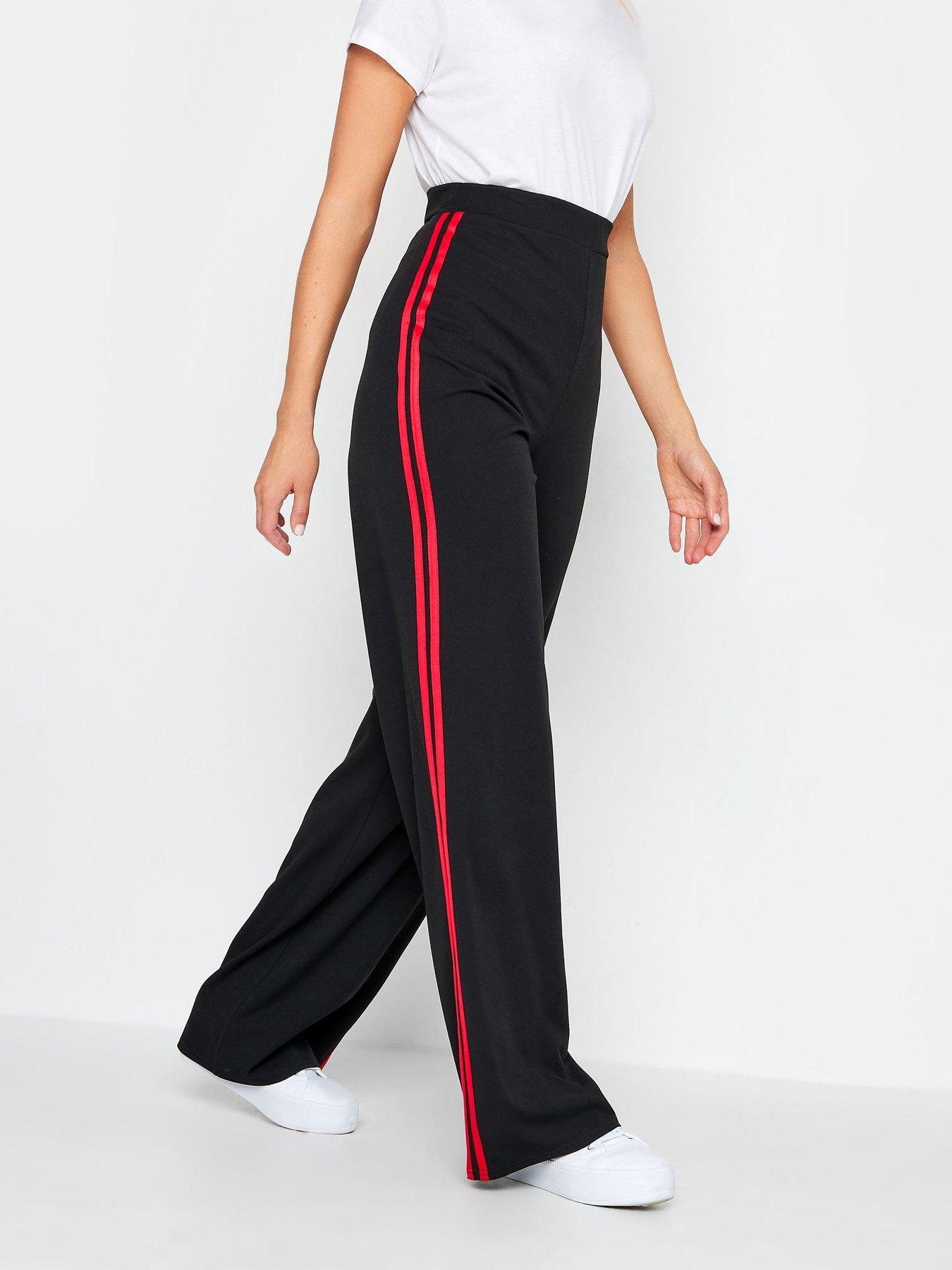 Long Tall Sally Long Tall Sally Red And Black Side Stripe Wide Leg Trouser  34