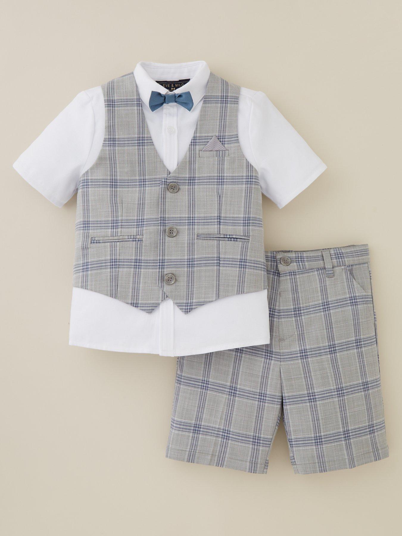 Eve and Milo Boys Shorts Waistcoat Short Sleeve Shirt and Tie Set Grey Very Ireland