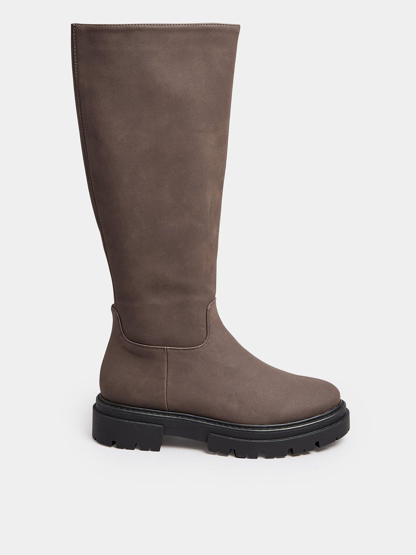 Image 1 of 5 of Yours Wide Fit Cleated Calf Boot Choc - Brown