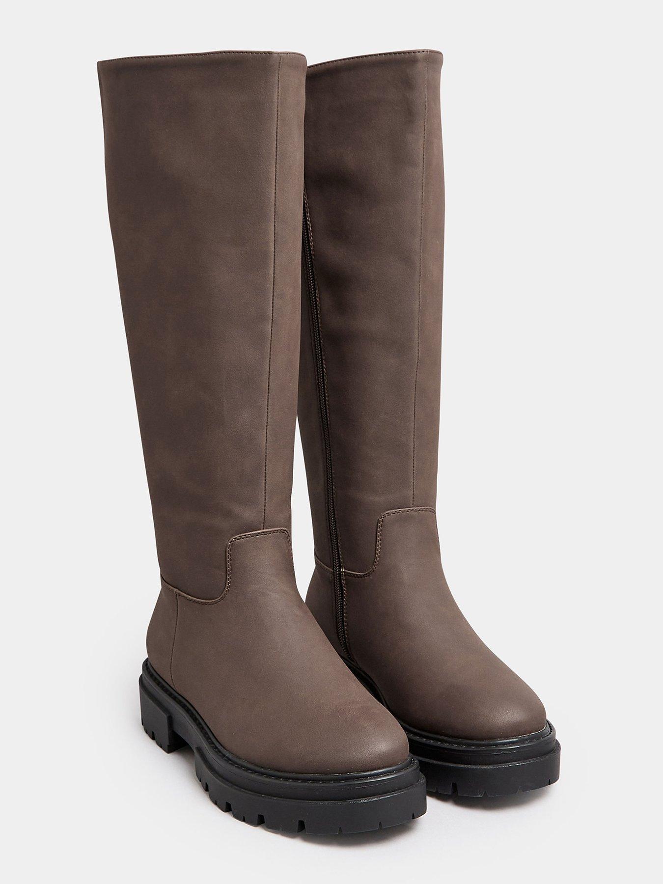 Image 2 of 5 of Yours Wide Fit Cleated Calf Boot Choc - Brown