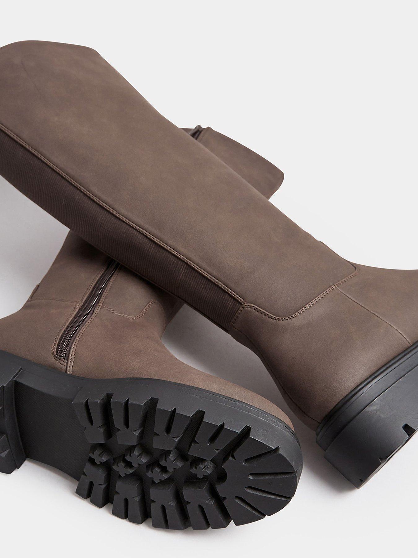 Image 4 of 5 of Yours Wide Fit Cleated Calf Boot Choc - Brown