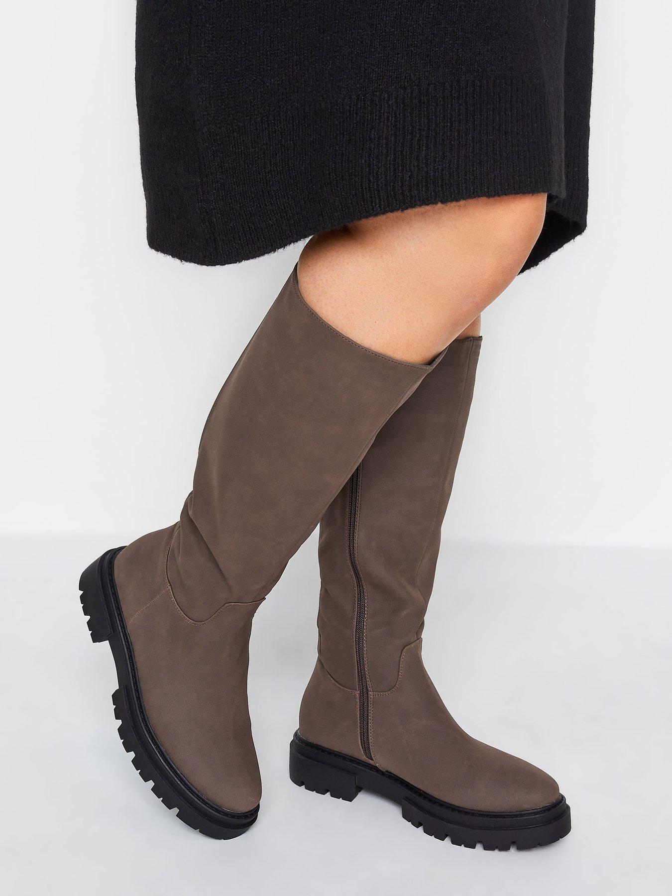 Image 5 of 5 of Yours Wide Fit Cleated Calf Boot Choc - Brown