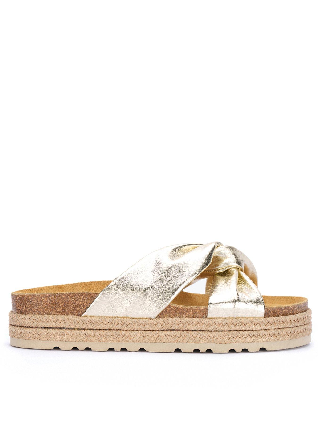 Gold best sale flatform sliders