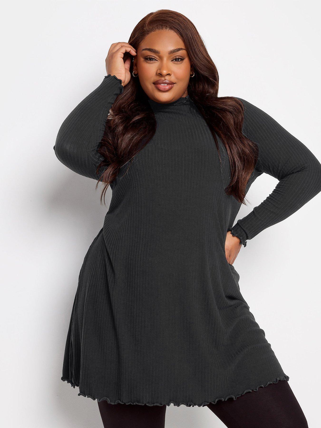 Yours Yours Lettuce Edge Ls Tunic. Black