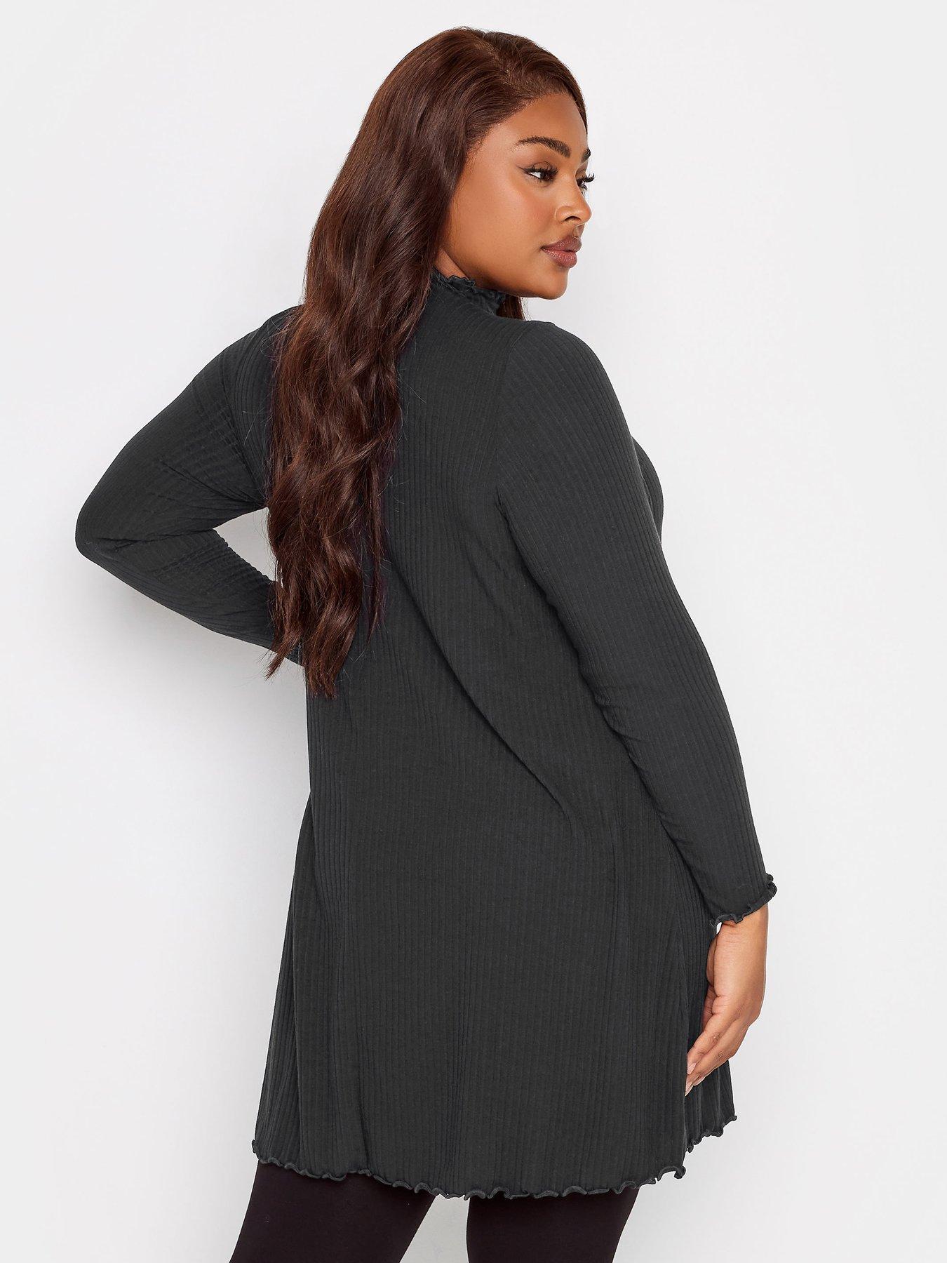 Image 2 of 4 of Yours Yours Lettuce Edge Ls Tunic. Black