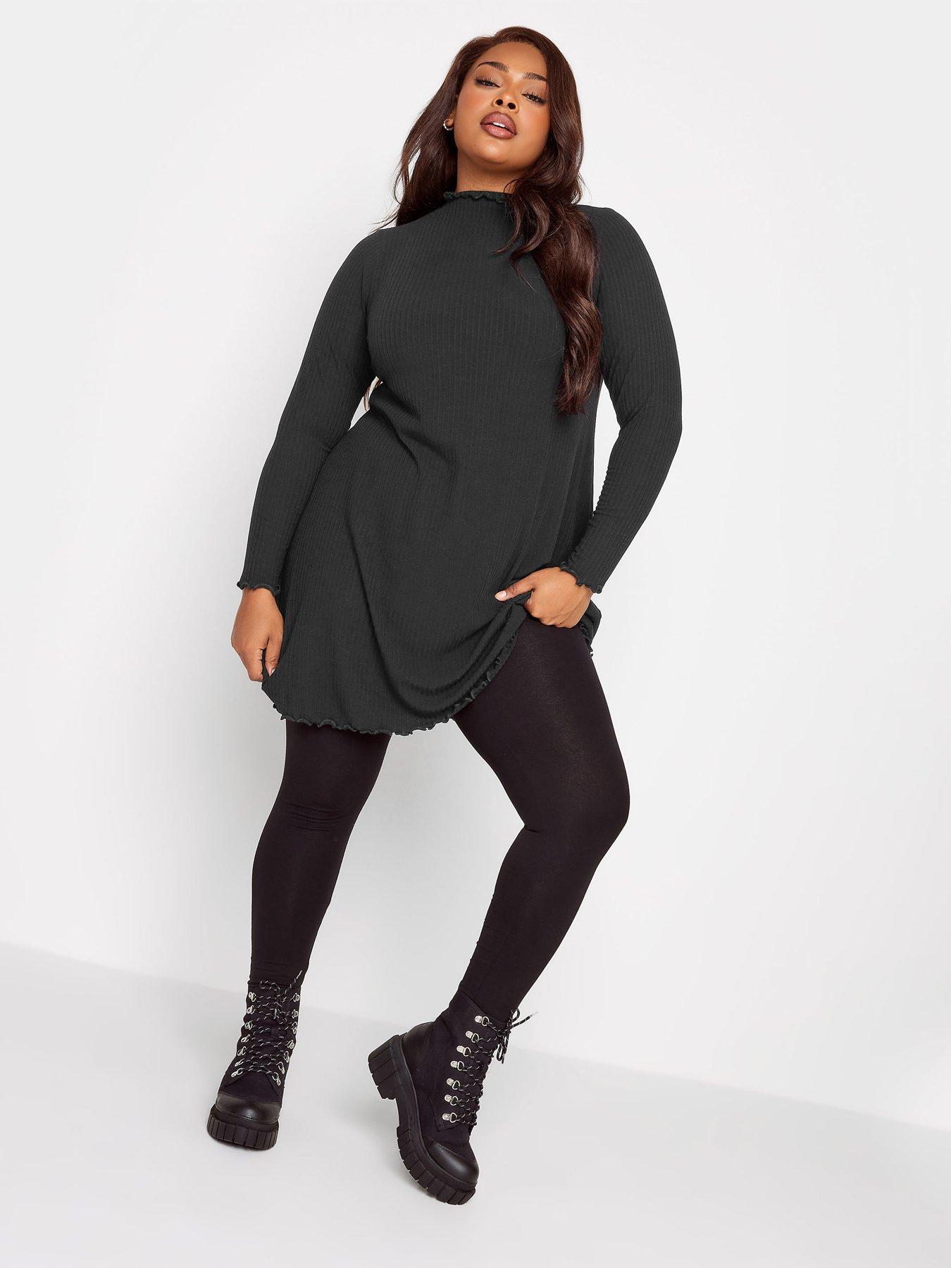 Image 3 of 4 of Yours Yours Lettuce Edge Ls Tunic. Black