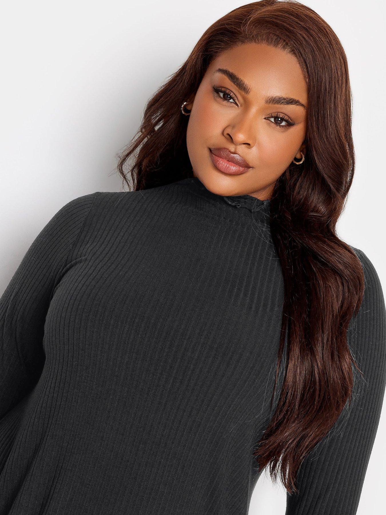 Image 4 of 4 of Yours Yours Lettuce Edge Ls Tunic. Black