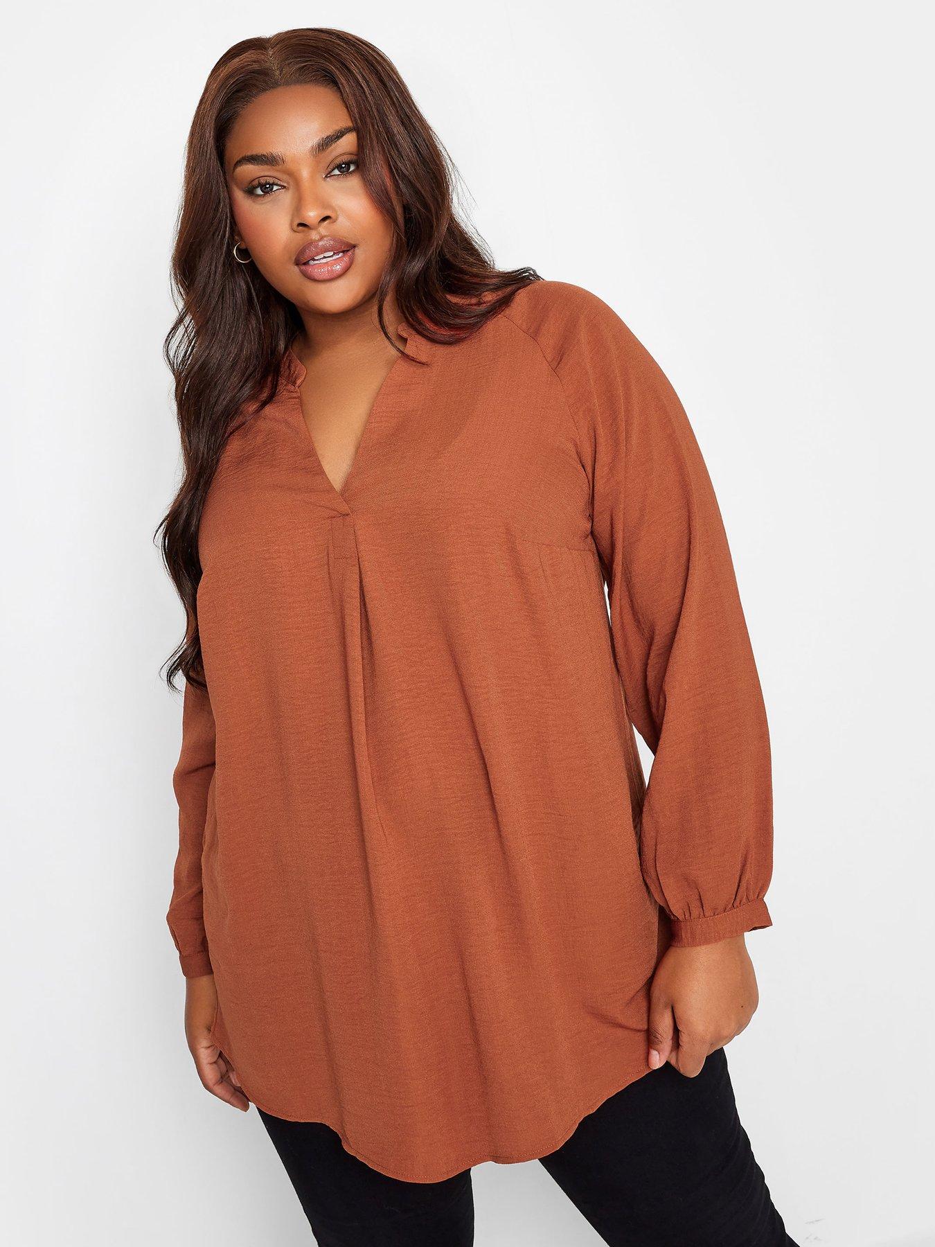 Image 1 of 4 of Yours Yours Textured Tunic Rust