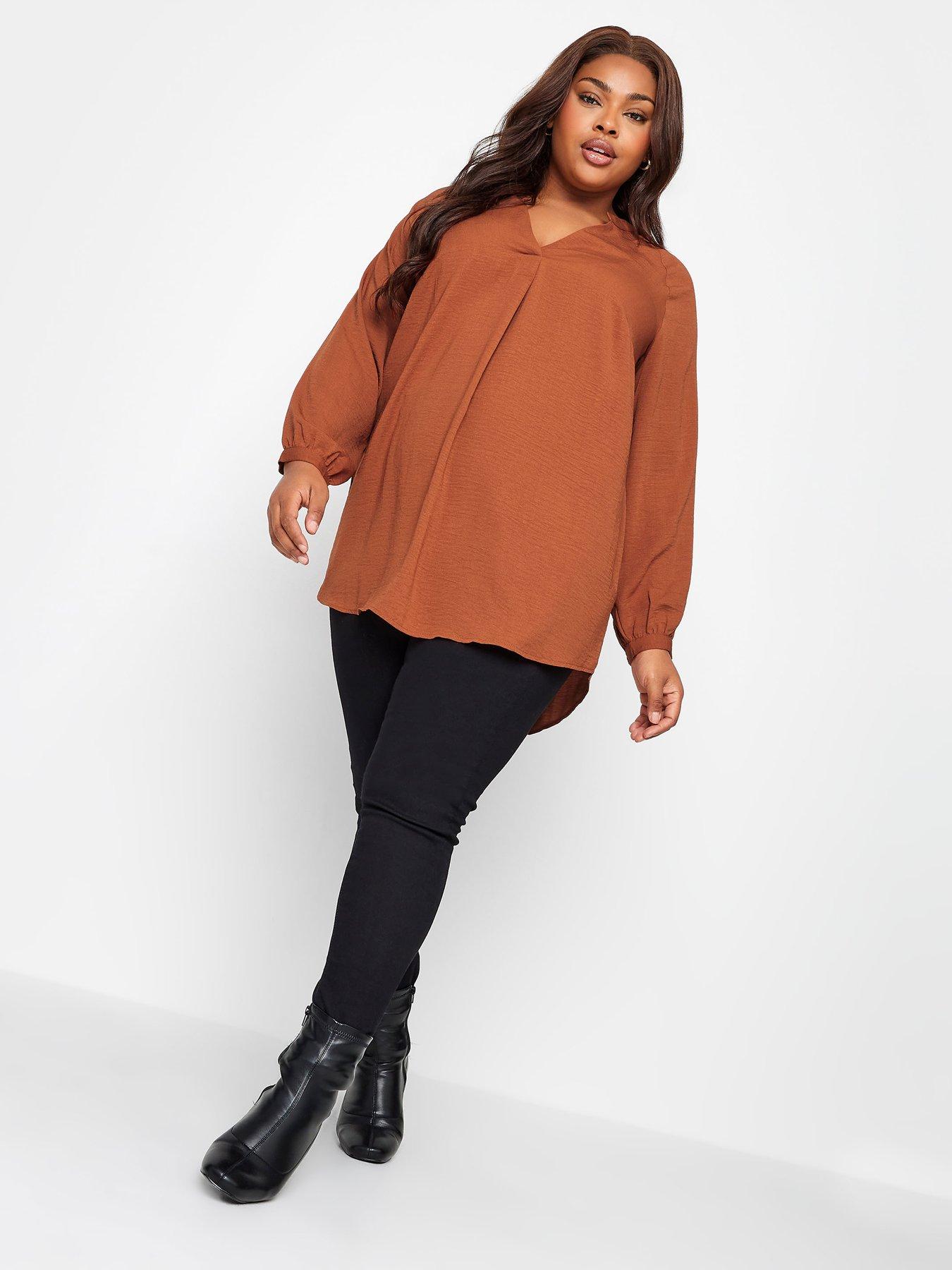 Image 3 of 4 of Yours Yours Textured Tunic Rust