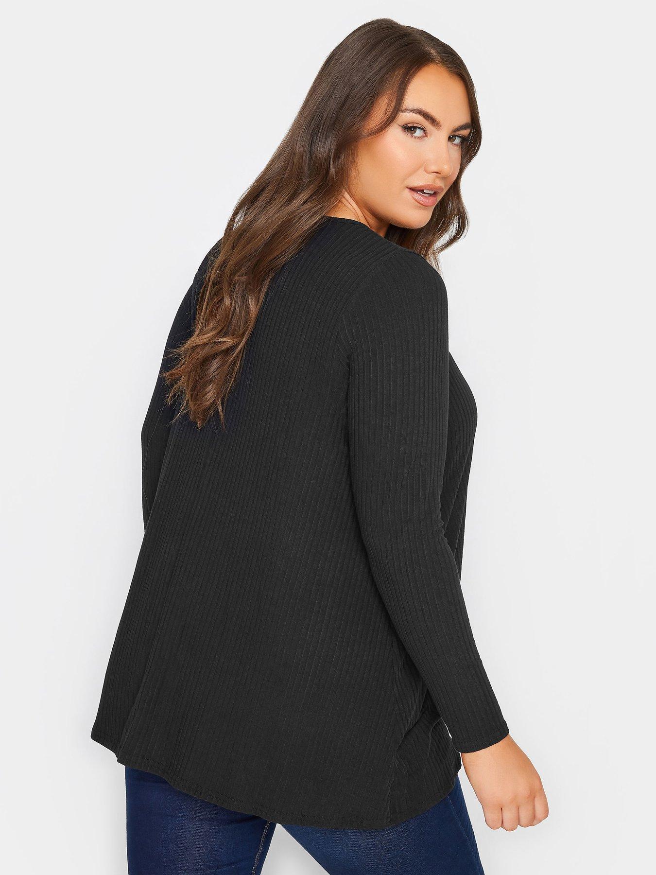 yours-yours-long-sleeve-rib-swing-top-blackstillFront