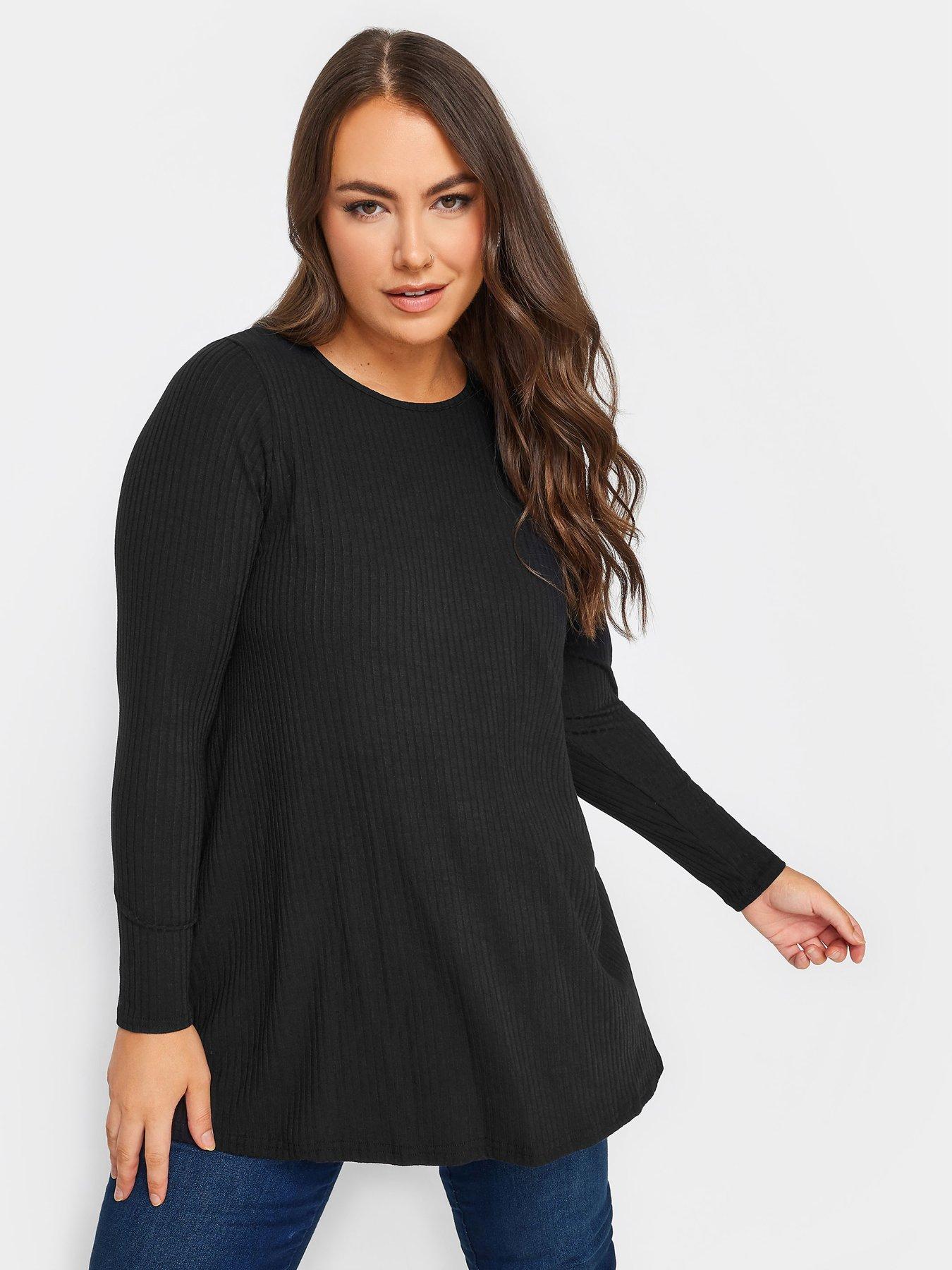 yours-yours-long-sleeve-rib-swing-top-blackoutfit