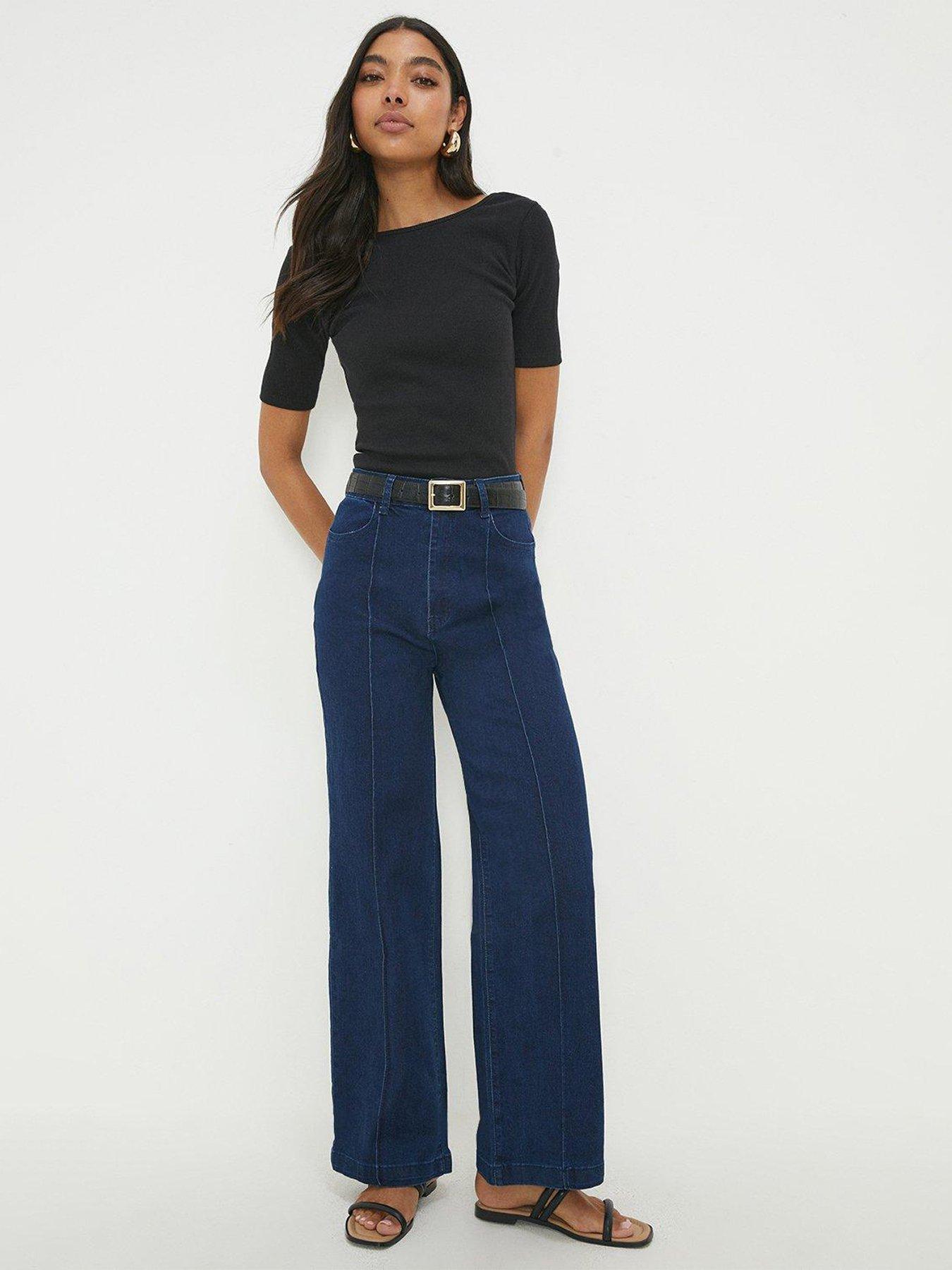 Indigo wide outlet leg jeans