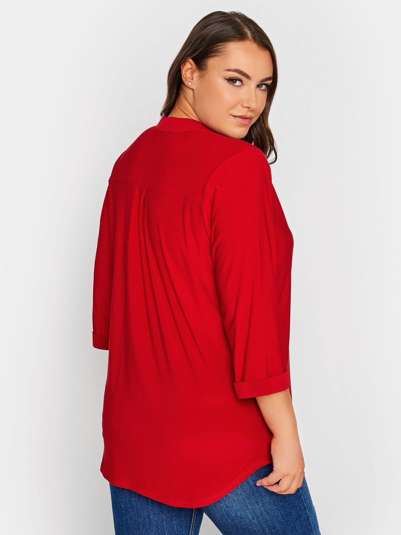 yours-half-placket-jersey-shirt-redstillFront