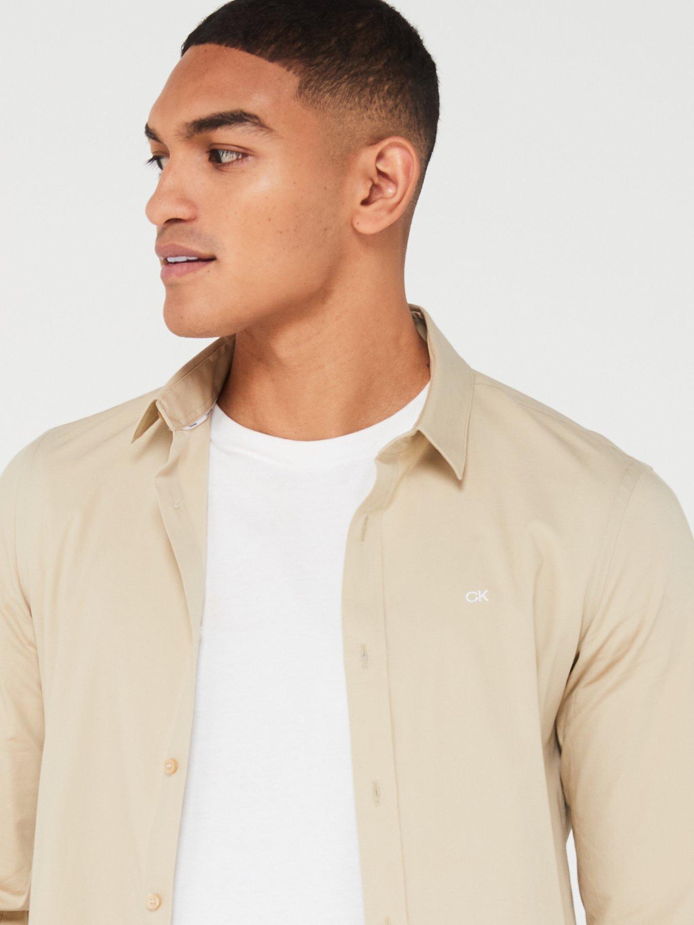 Poplin Stretch Slim Shirt - Light Khaki