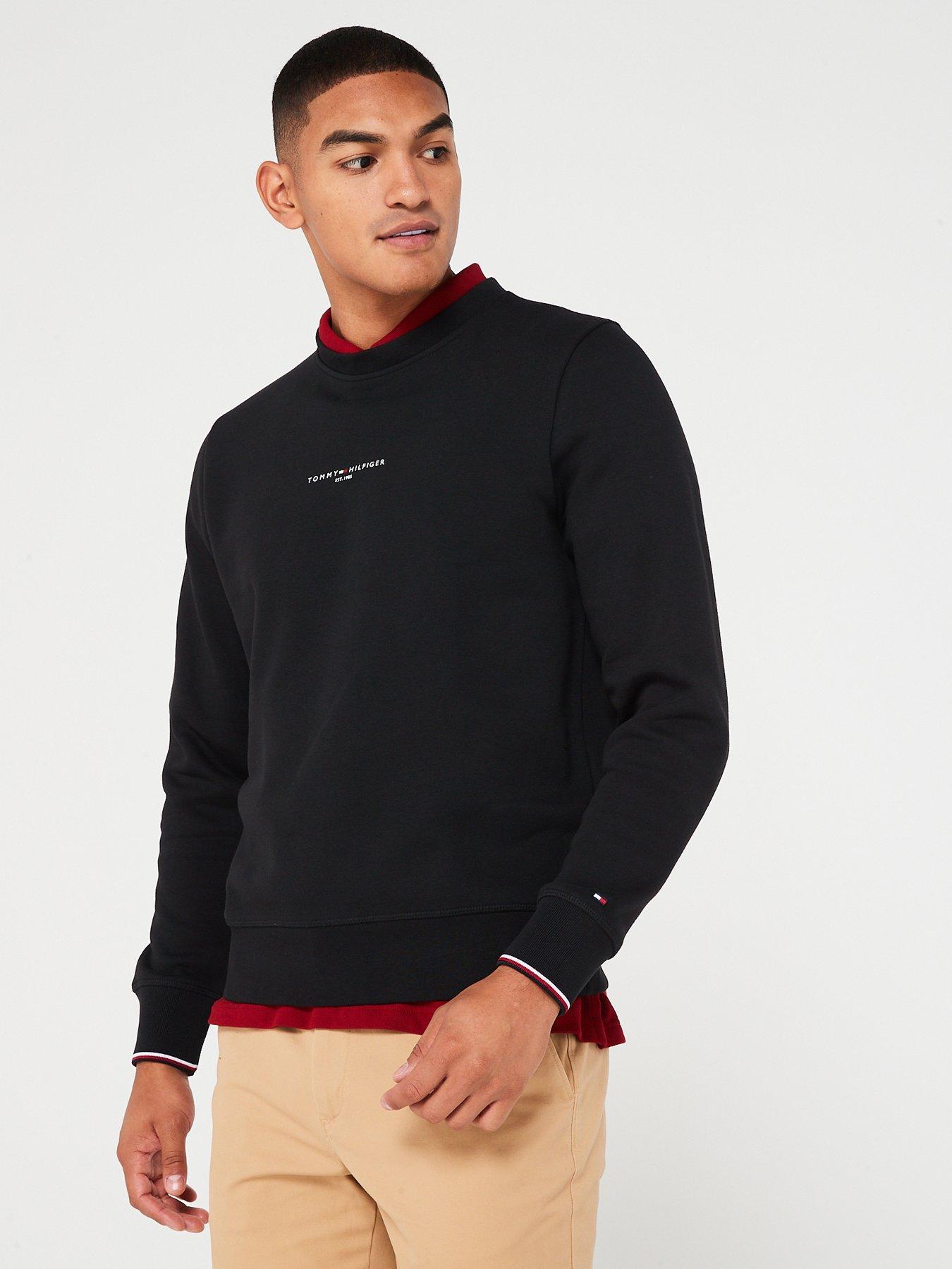 tommy-hilfiger-tommy-hilfiger-logo-tipped-crewneck-sweatshirt-blackfront