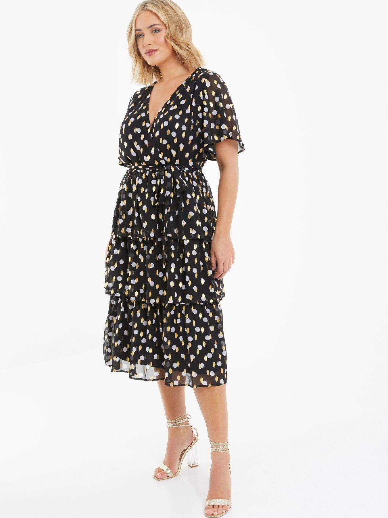 quiz-polka-dot-chiffon-foil-midi-dress-blackback