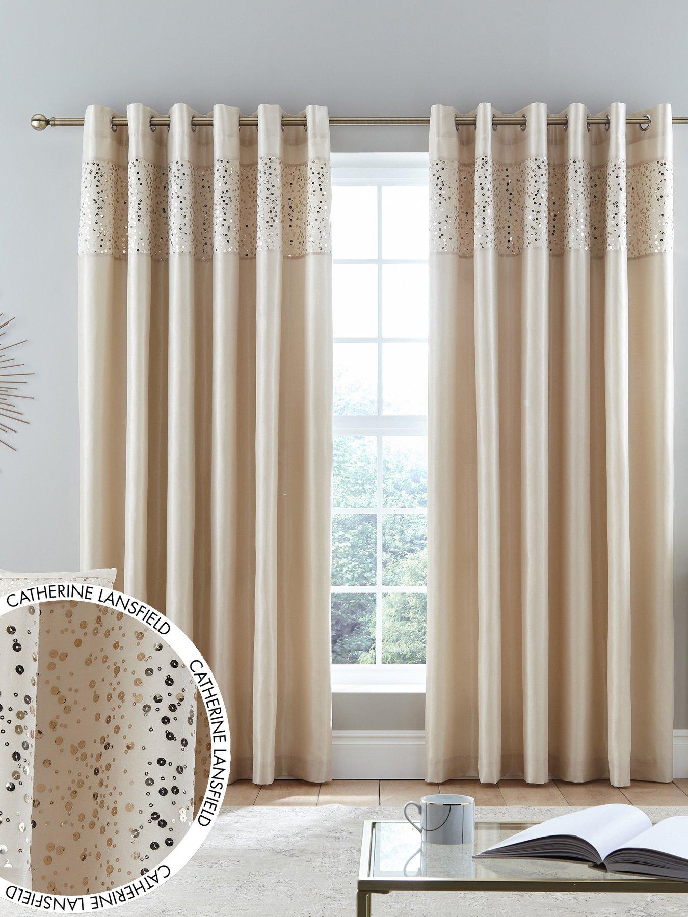 Catherine Lansfield Glitzy Sequin Lined Eyelet Curtains | Very Ireland