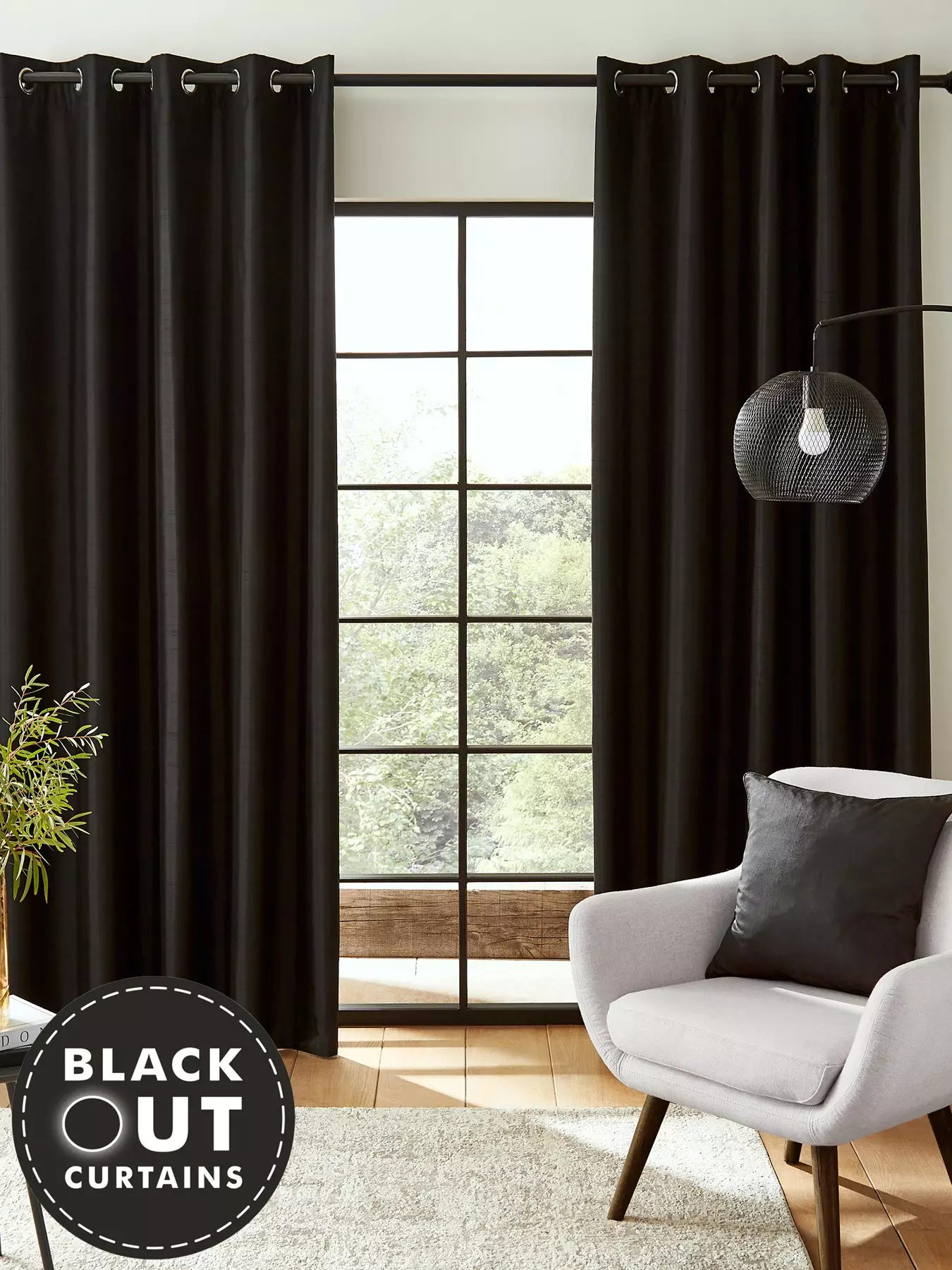 Catherine Lansfield Crushed Velvet Eyelet Lined Curtains