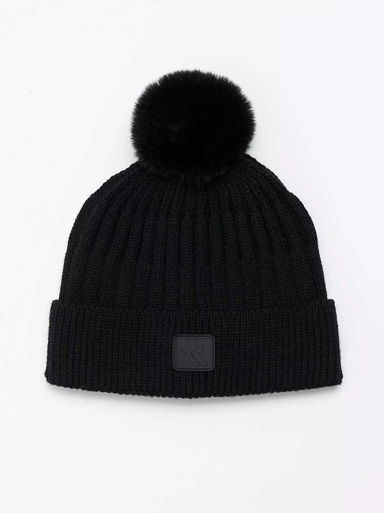 Black Faux Fur Pom Pom Hatblack Faux Fur Pom Pom Hat | Winter Baby Hats | Dudis Design 9-12 Months