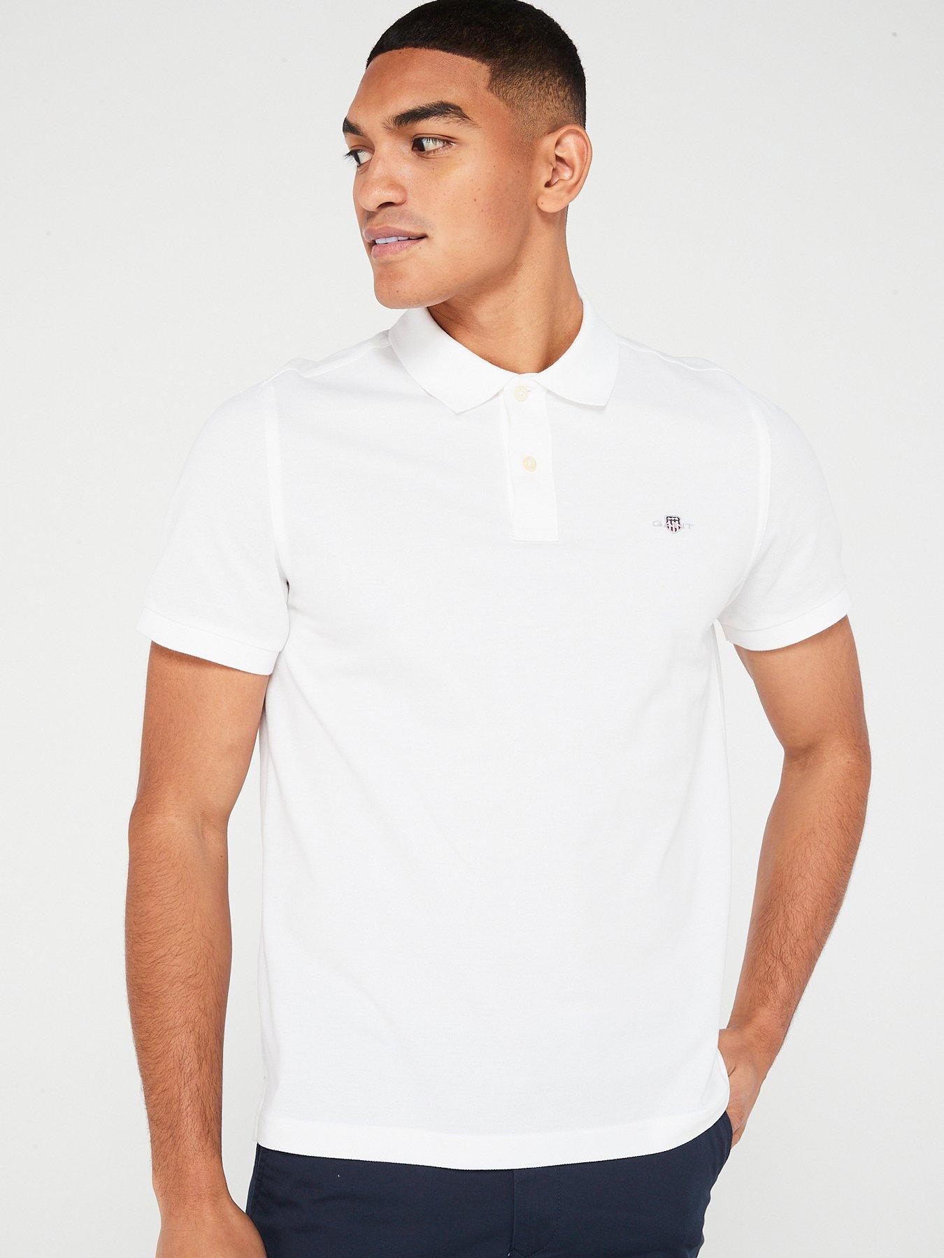 GANT Gant Regular Fit Shield Short Sleeve Pique Polo Shirt-White