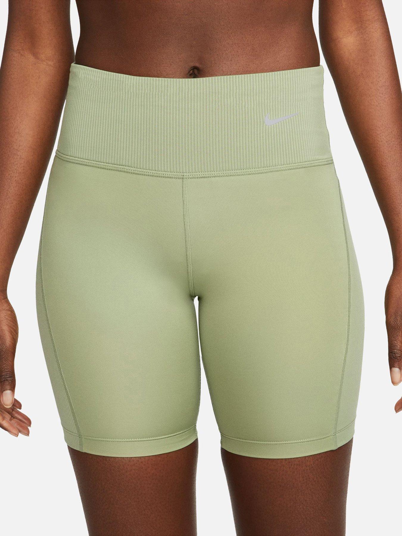 nike-tight-mid-rise-ribbed-panel-running-shorts-green