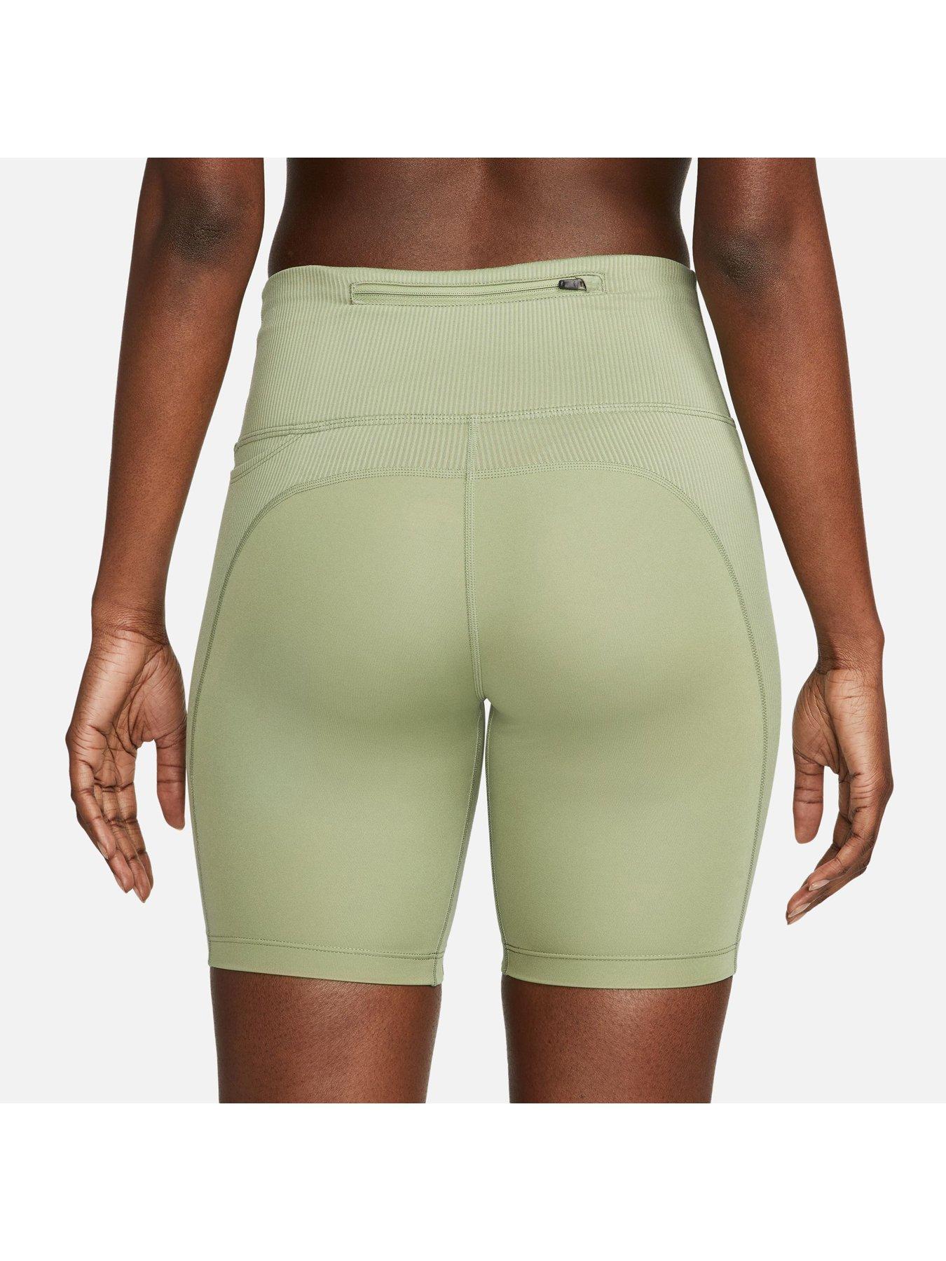 nike-tight-mid-rise-ribbed-panel-running-shorts-greenstillFront