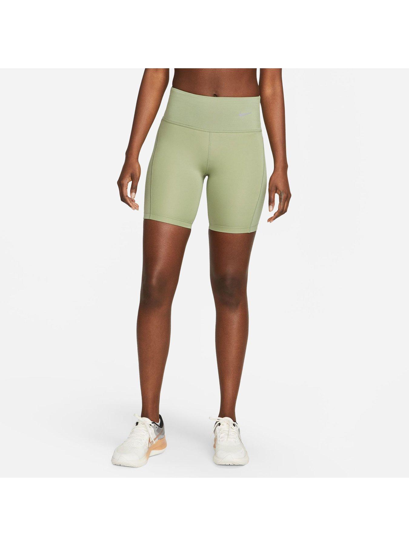 nike-tight-mid-rise-ribbed-panel-running-shorts-greenoutfit