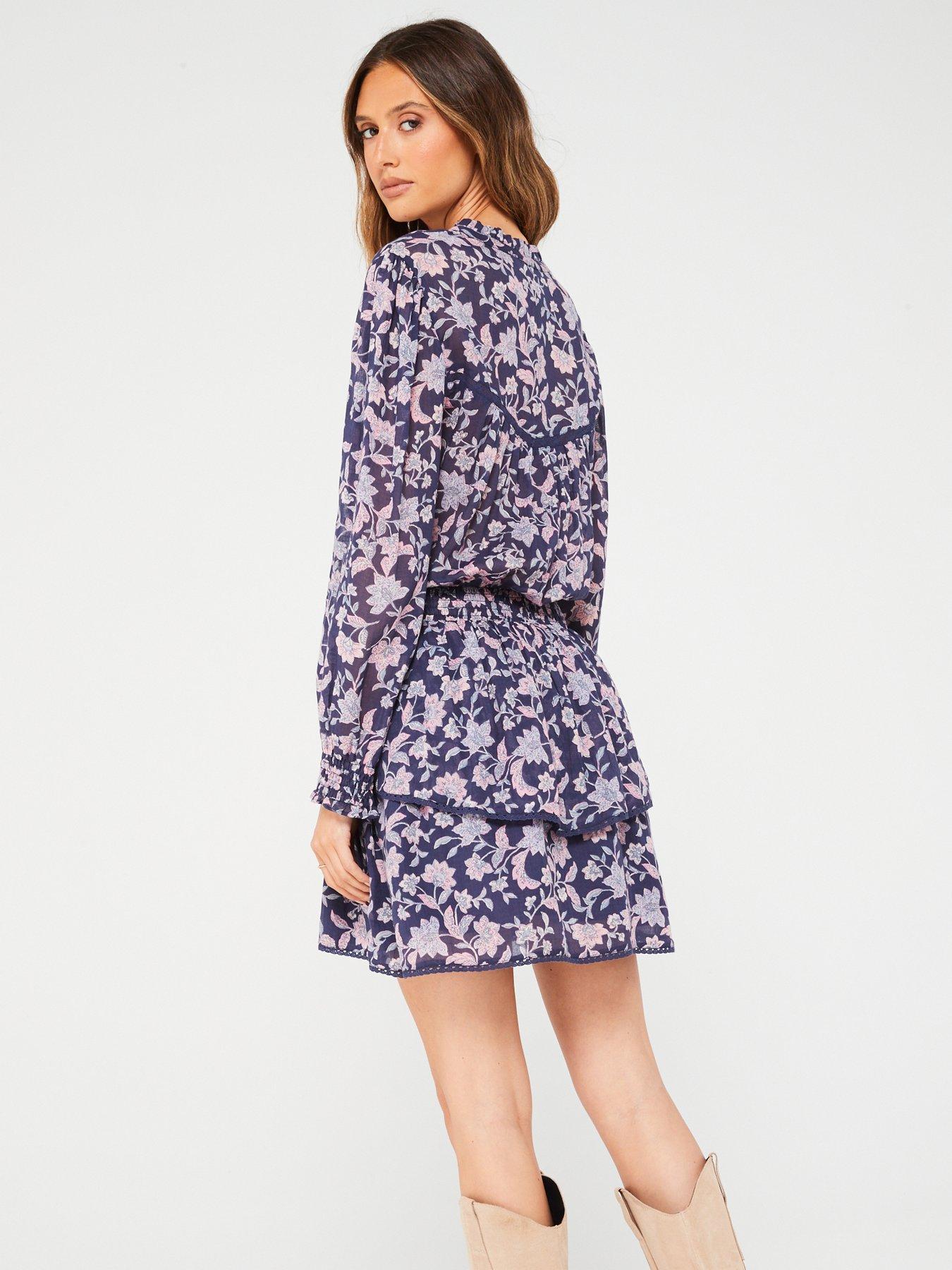 mango-floral-print-v-neck-puffed-sleeves-dress-purplestillFront